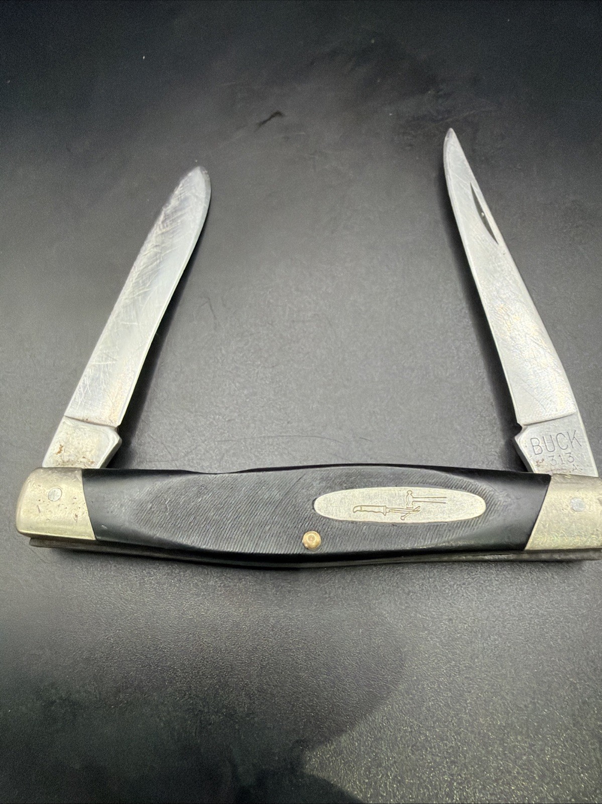 Vtg 1974-85 Buck 313 Muskrat Pocket Knife 2-Blade Black Audible Snap USA Made Vtg 1974-85 Buck 313 Muskrat Pocket Knife 2-Blade Black Audible Snap USA Made