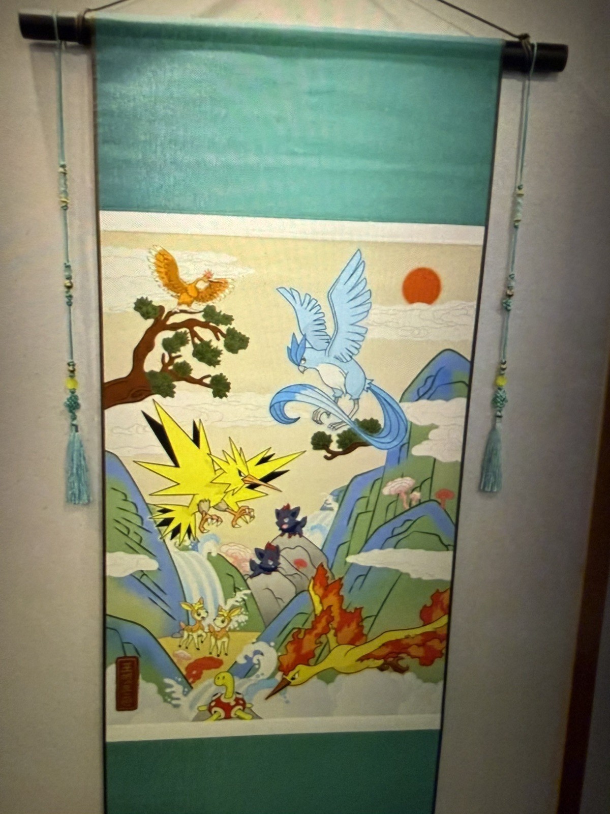Pokemon Ultra Rate Antique Zapdos, Moltres Hanging Scroll Korea Exclusive Seal