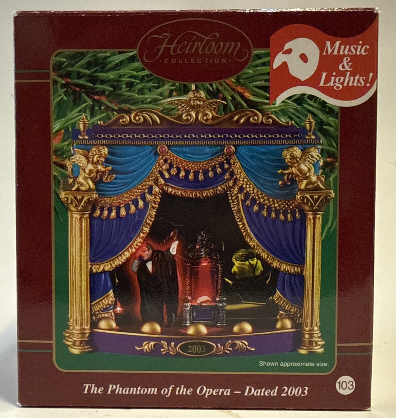 Vtg. CARLTON CARDS 2003 PHANTOM Ornament  LIGHTS UP & Music Phantom Of the Opera