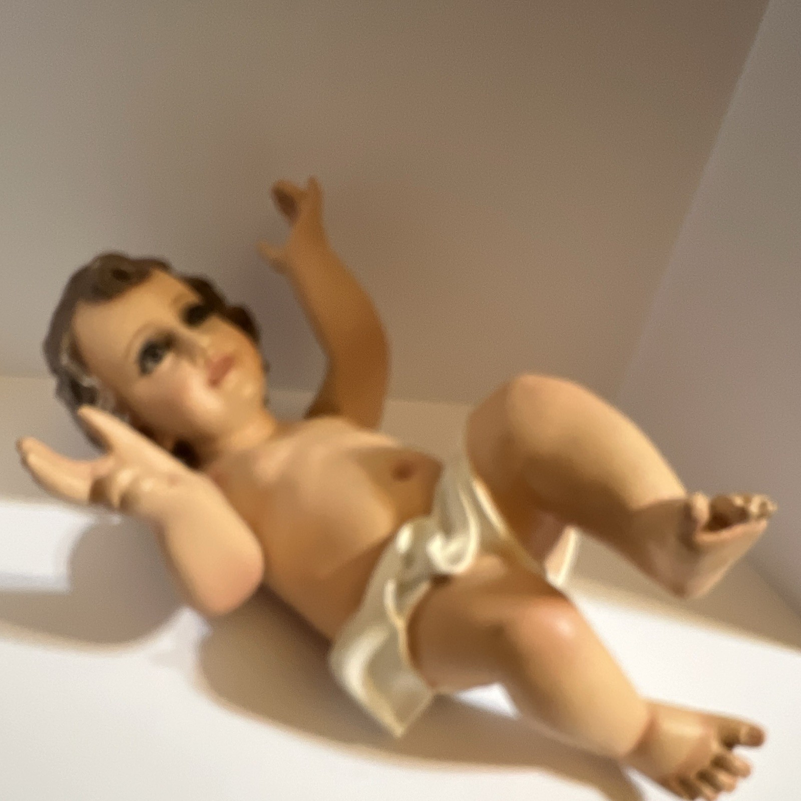 Weighted Baby Jesus Glass Eyes Soft Eye Lashes Movable Arms Beautiful Vintage