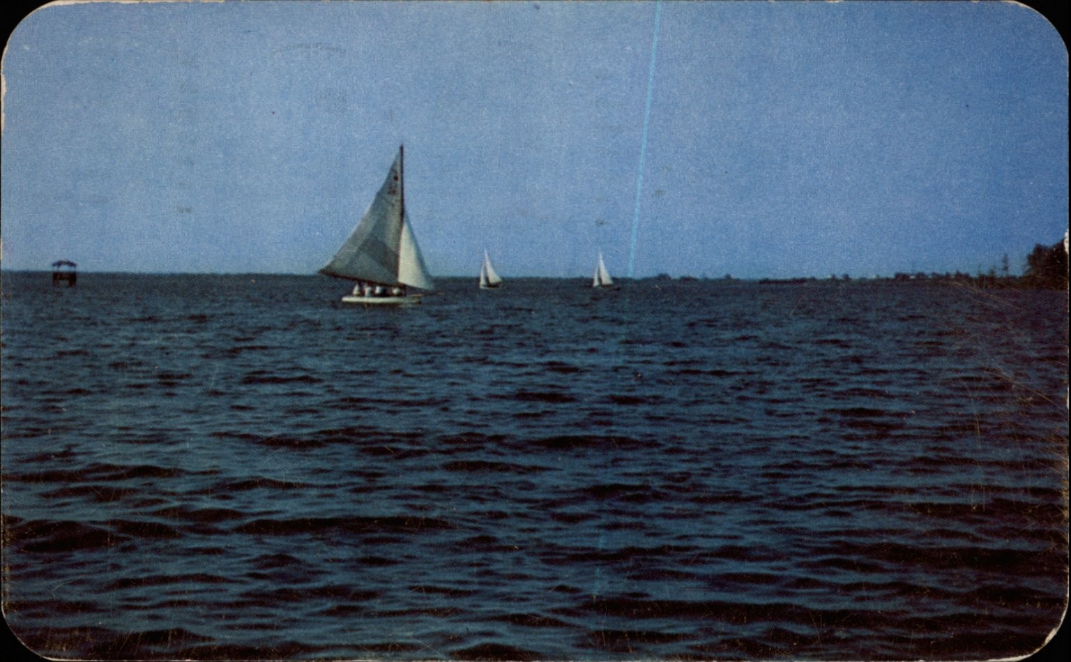 Sailing on Cross Lake Shreveport LA lake vintage postcard a821