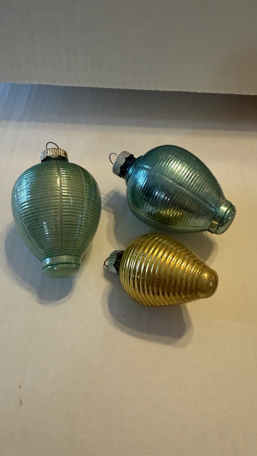 3 Vintage Shiny Brite Chinese Lantern Ornaments Made In USA 3 Vintage Shiny Brite Chinese Lantern Ornaments Made In USA