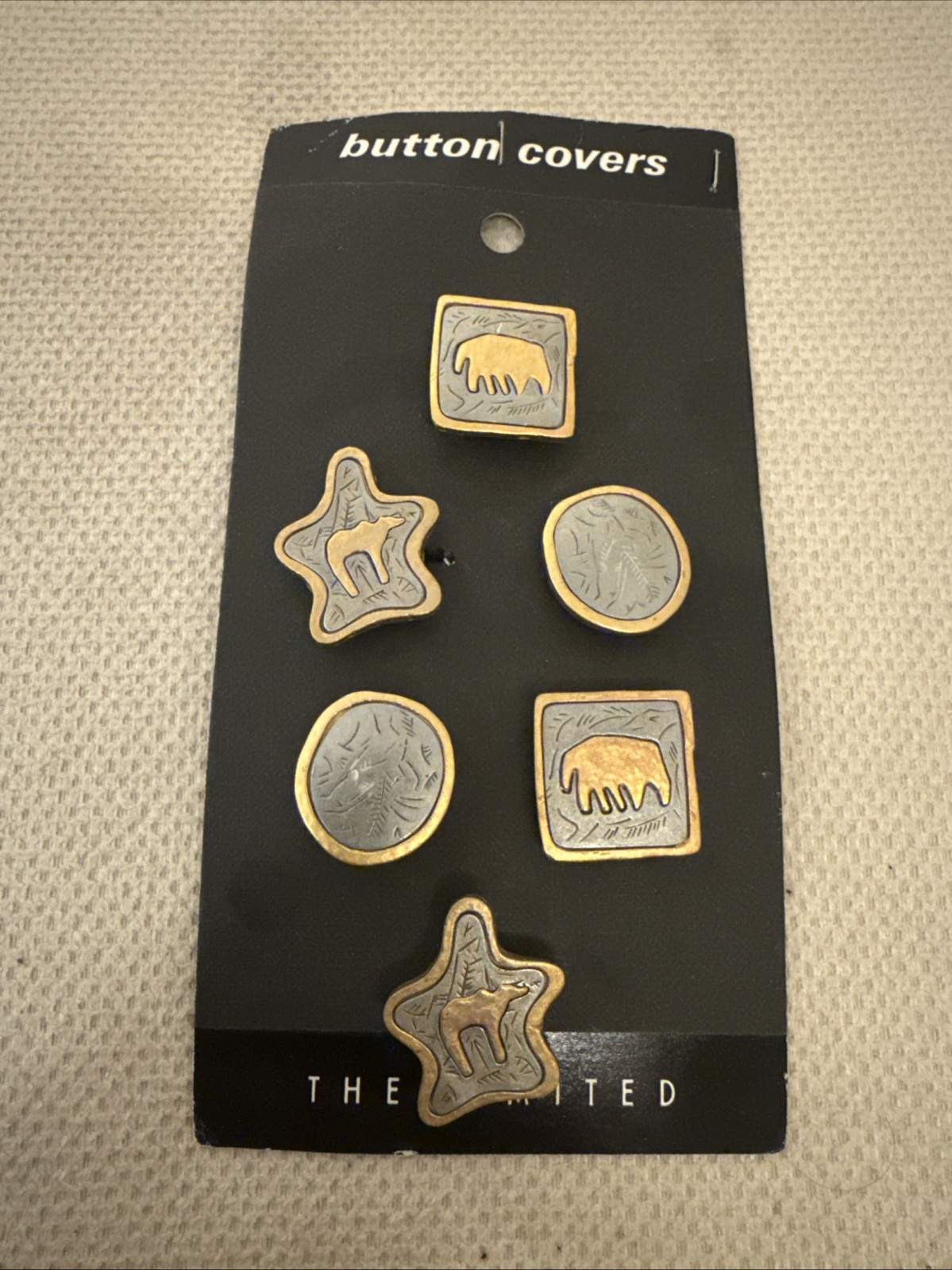Vintage Button Covers The Limited African Animal Theme Gold & Silver