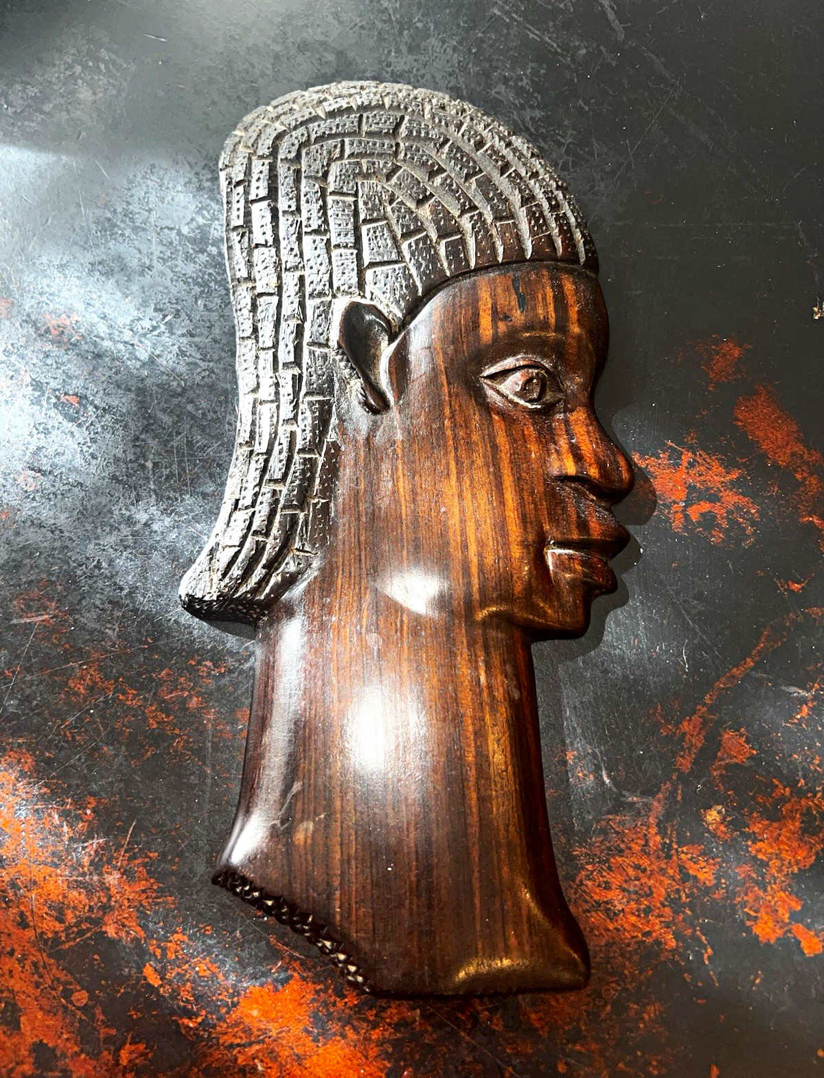 Rare Vintage1950s Hand-Carved Nigerian Ebony Wall Plaque – \ Rare Vintage1950s Hand-Carved Nigerian Ebony Wall Plaque – \