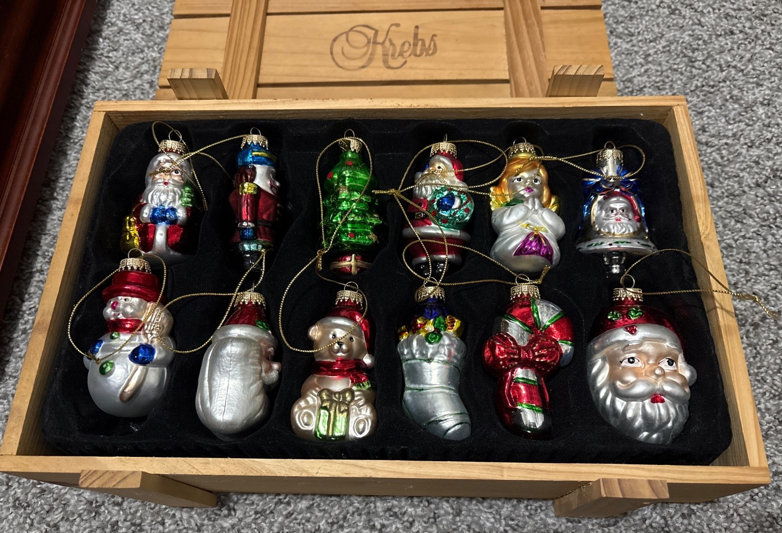 Krebs Vintage Christmas Ornaments Set of 12 Glass Hand Painted Santa Krebs Vintage Christmas Ornaments Set of 12 Glass Hand Painted Santa