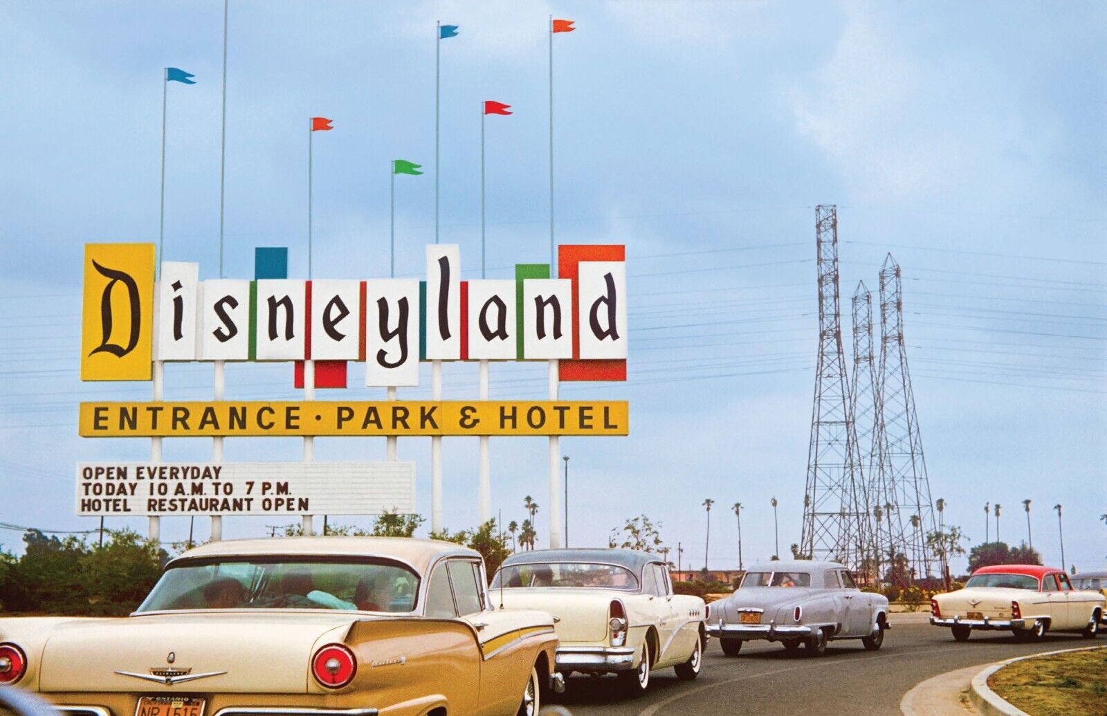 Disneyland Entrance Park & Hotel Marquee Sign 1955 Retro Poster Print Disney
