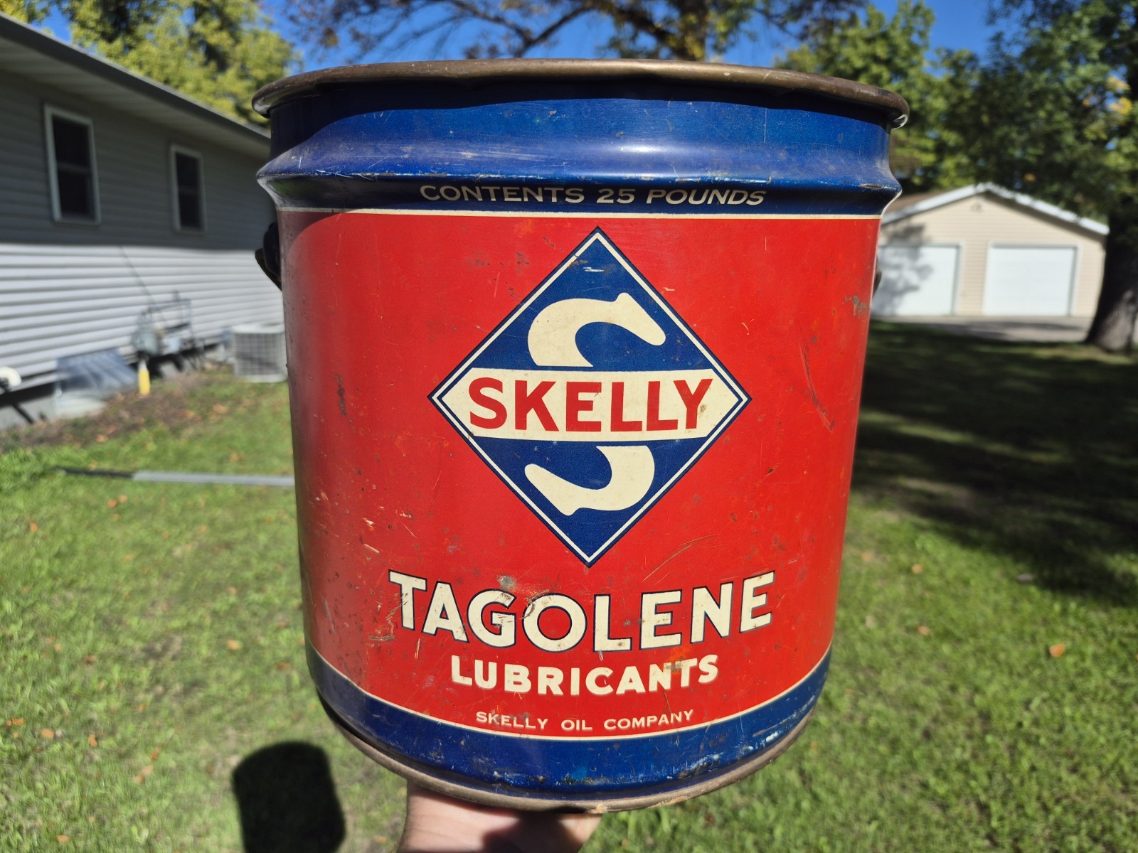 Rare 1950s Skelly Tagolene Grease 25lb Grease Oil Metal Pail / Can Nice Rare 1950s Skelly Tagolene Grease 25lb Grease Oil Metal Pail / Can Nice