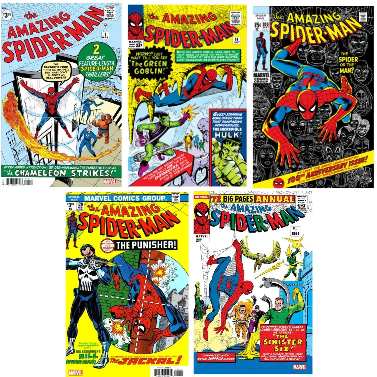 Amazing Spider-Man Silver Age Classic Facsimile 5 Comic Set Amazing Spider-Man Silver Age Classic Facsimile 5 Comic Set