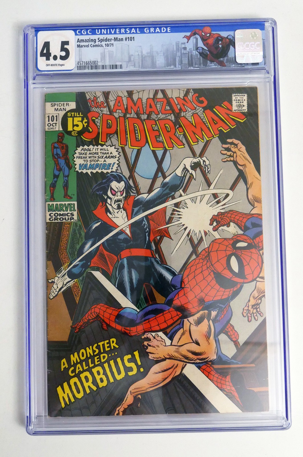 Amazing Spider-Man #101 (1st Morbius Appearance & Last 15 Cent Cover) CGC 4.5 Amazing Spider-Man #101 (1st Morbius Appearance & Last 15 Cent Cover) CGC 4.5