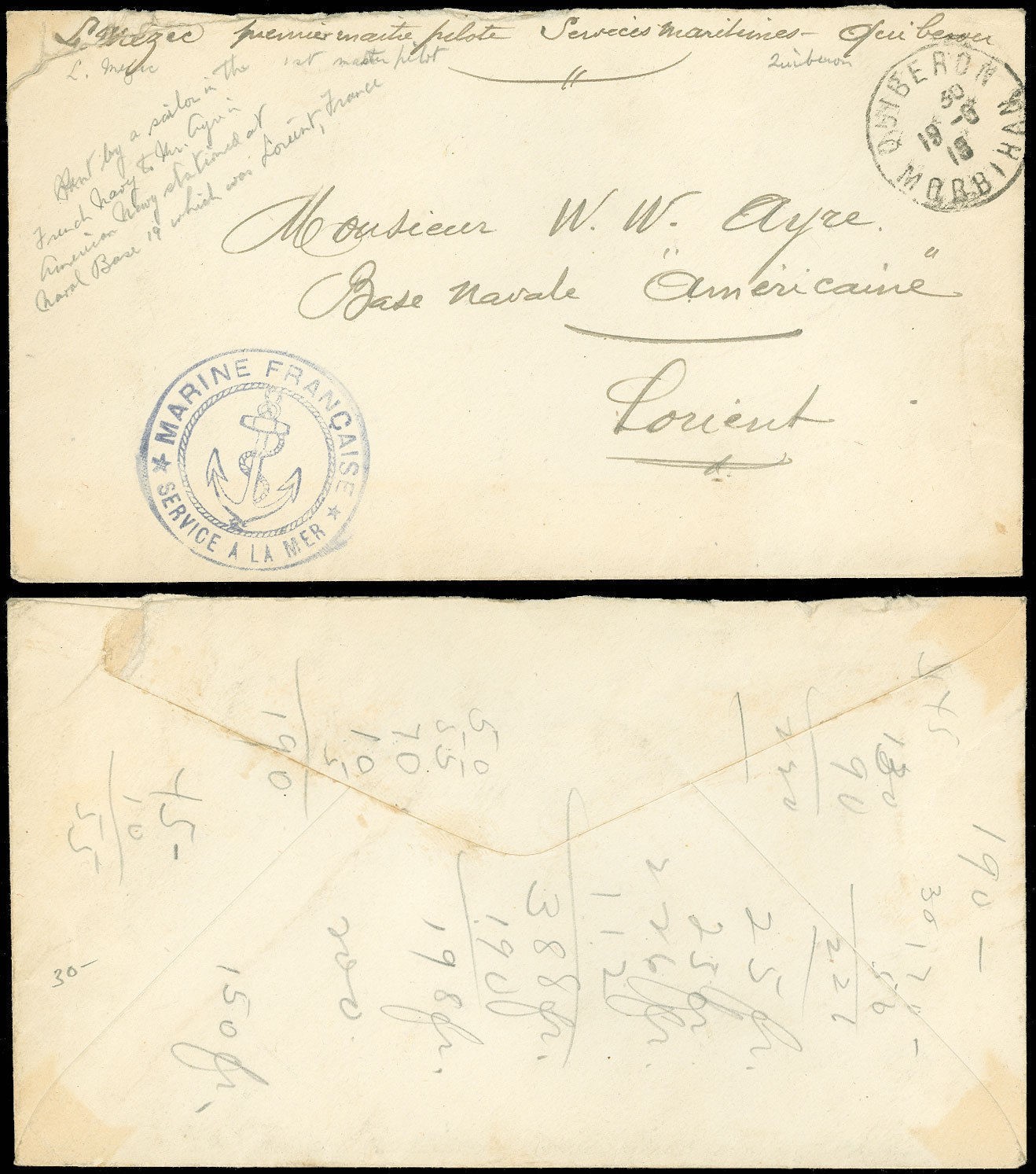 1918 France WWI, Quiberon, Algeria, MARINE FRANCAISE - Sailor LORIENT Naval Base