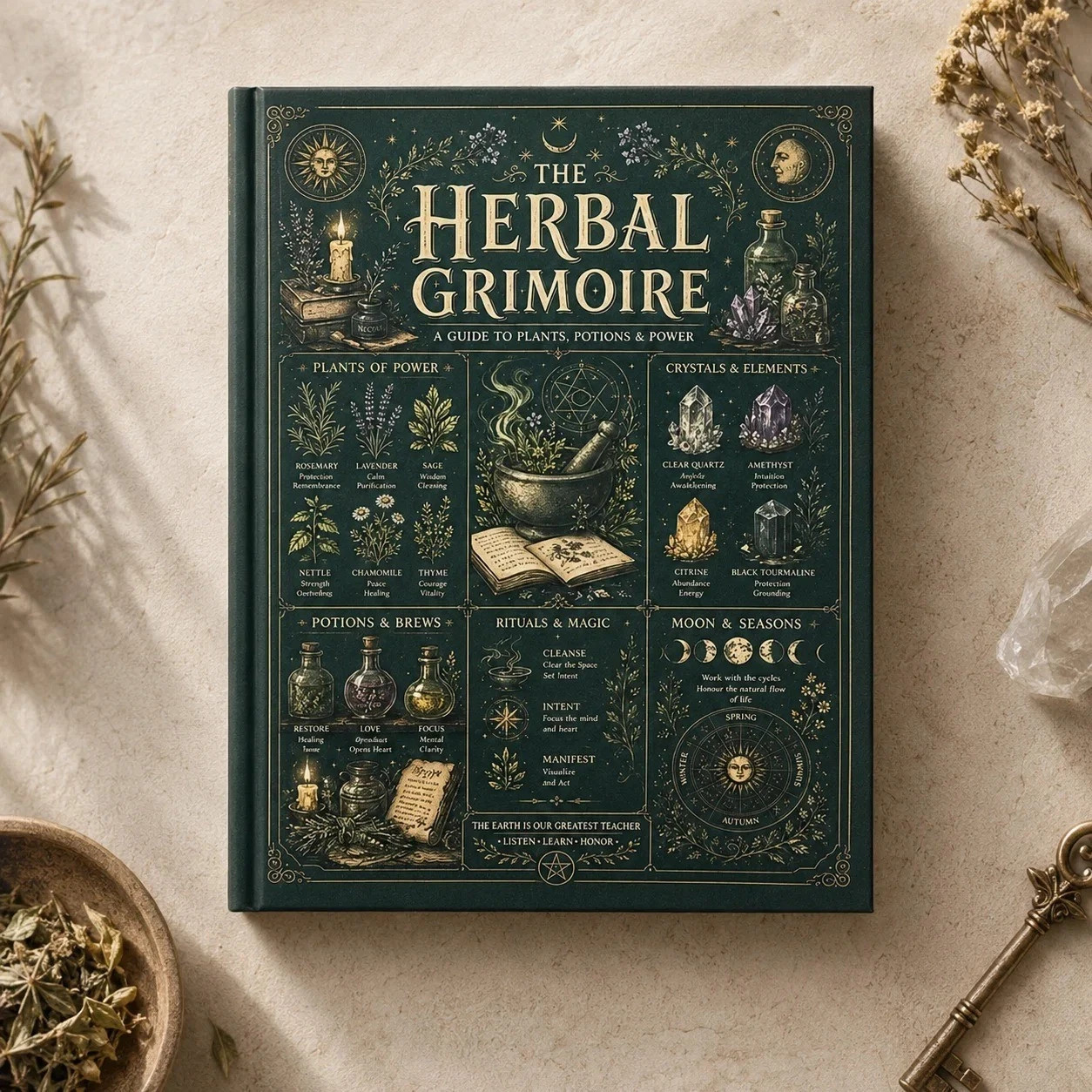 Herbal Grimoire Guide to Plants Potions & Natural Witchcraft A5 Beginner Book