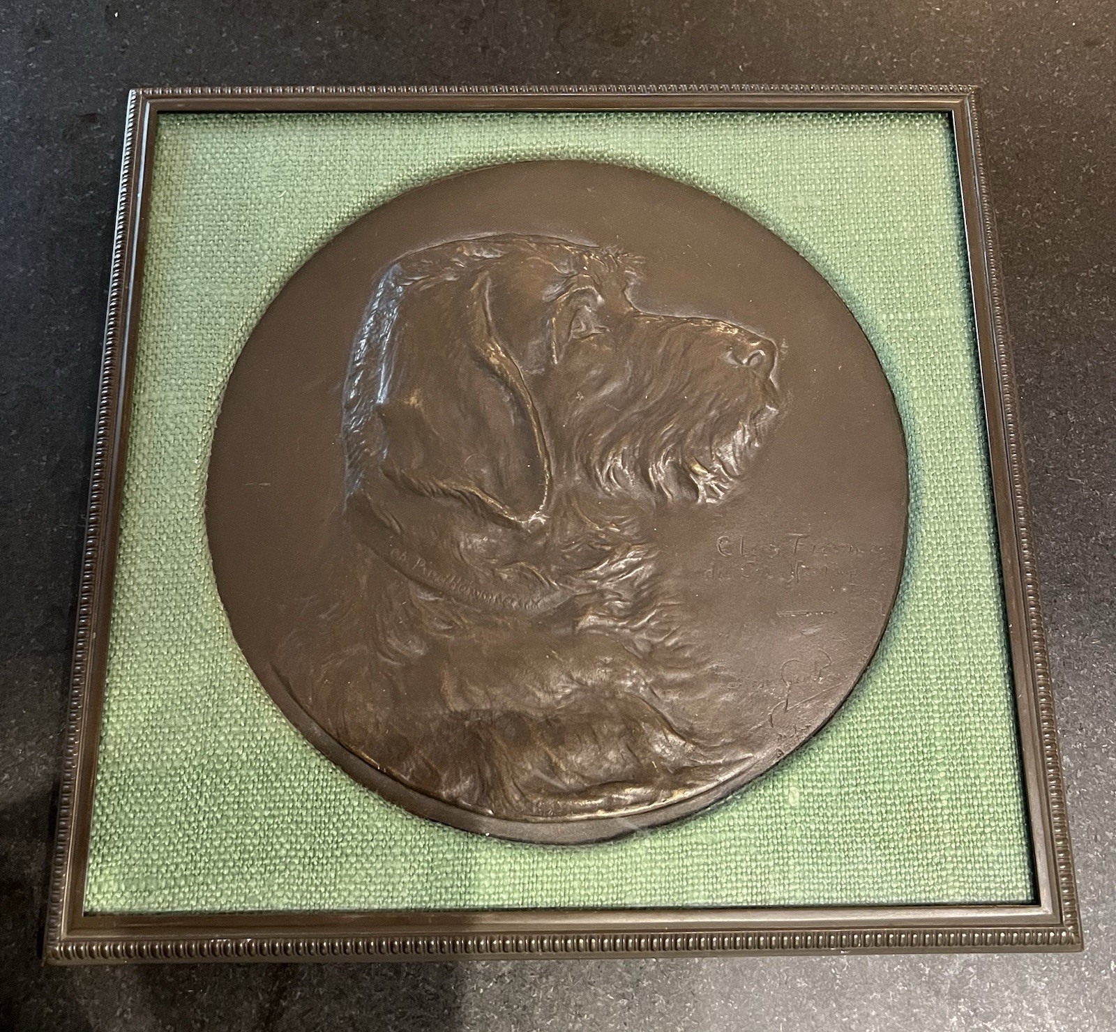 Large Tiffany Bronze Medal / Plaque - Club Francais du Griffon à Poil Dur