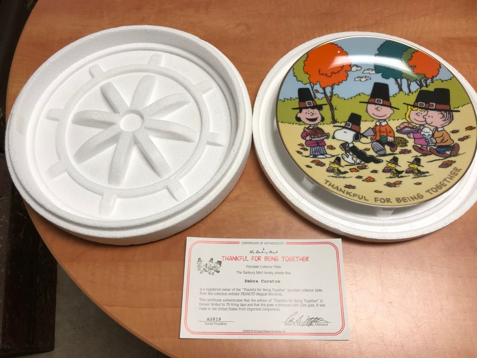Danbury Mint Peanuts Magical Moments Thankful for Being Together Plate A2819
