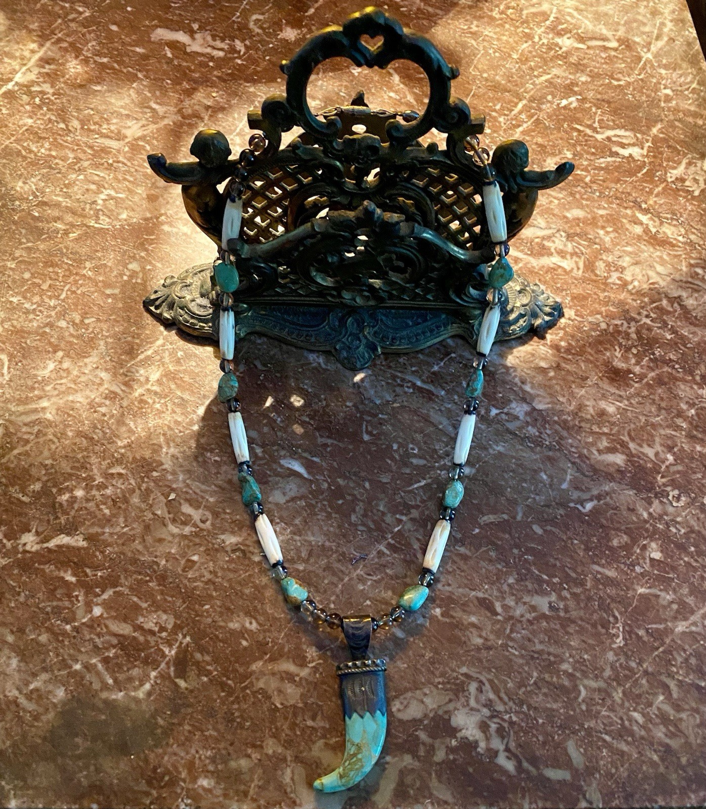 Vintage Necklace Kingman Turquoise, Silver, Native American Indian Navajo Rare Vintage Necklace Kingman Turquoise, Silver, Native American Indian Navajo Rare