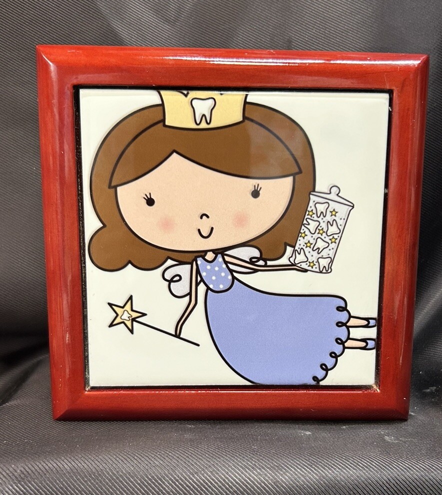 Adorable Tooth Fairy Wood Lidded Trinket Box ~ 5.5”