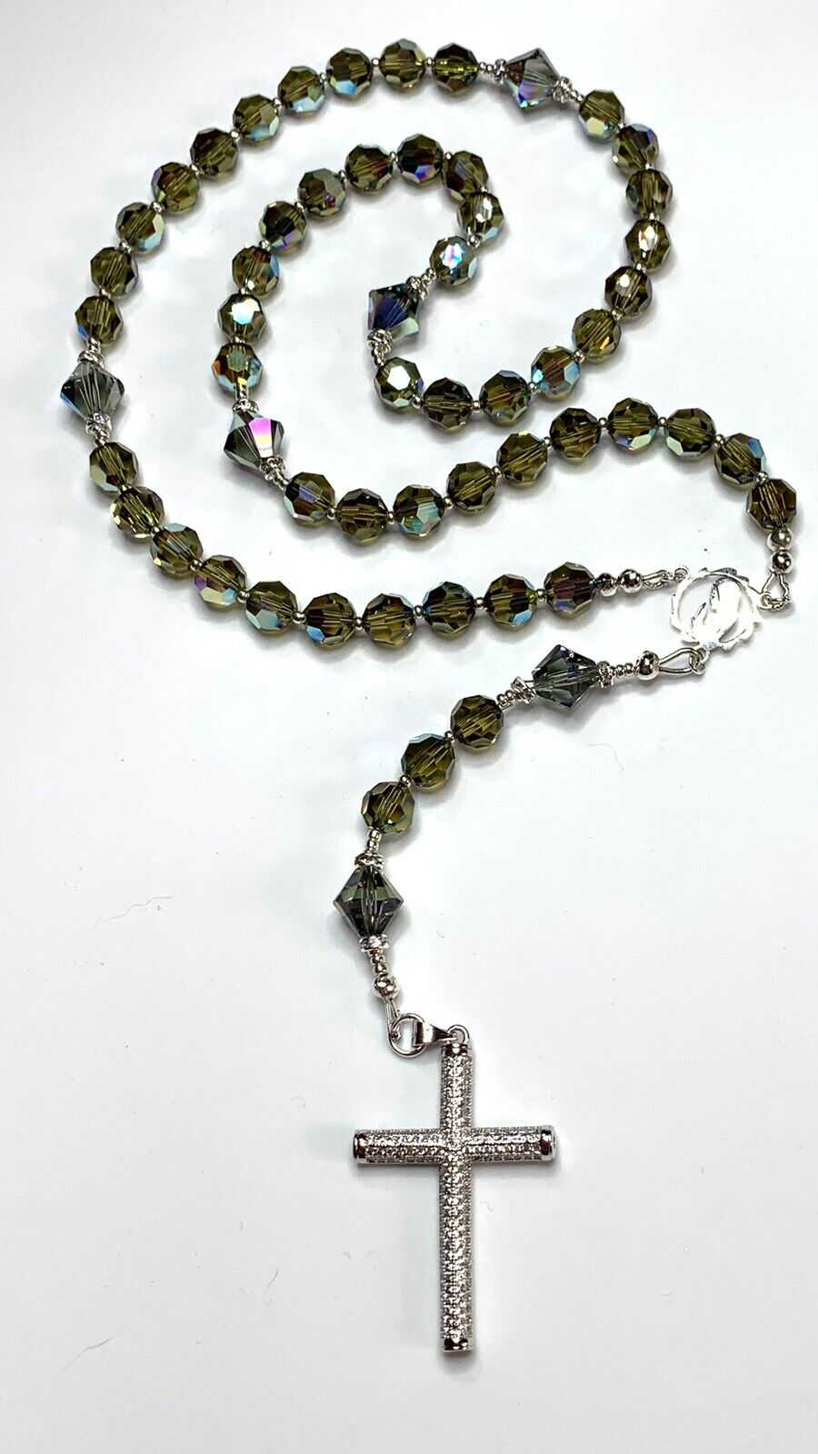 Rosary Beads - High Quality - Made With Swarovski Crystals - Khaki