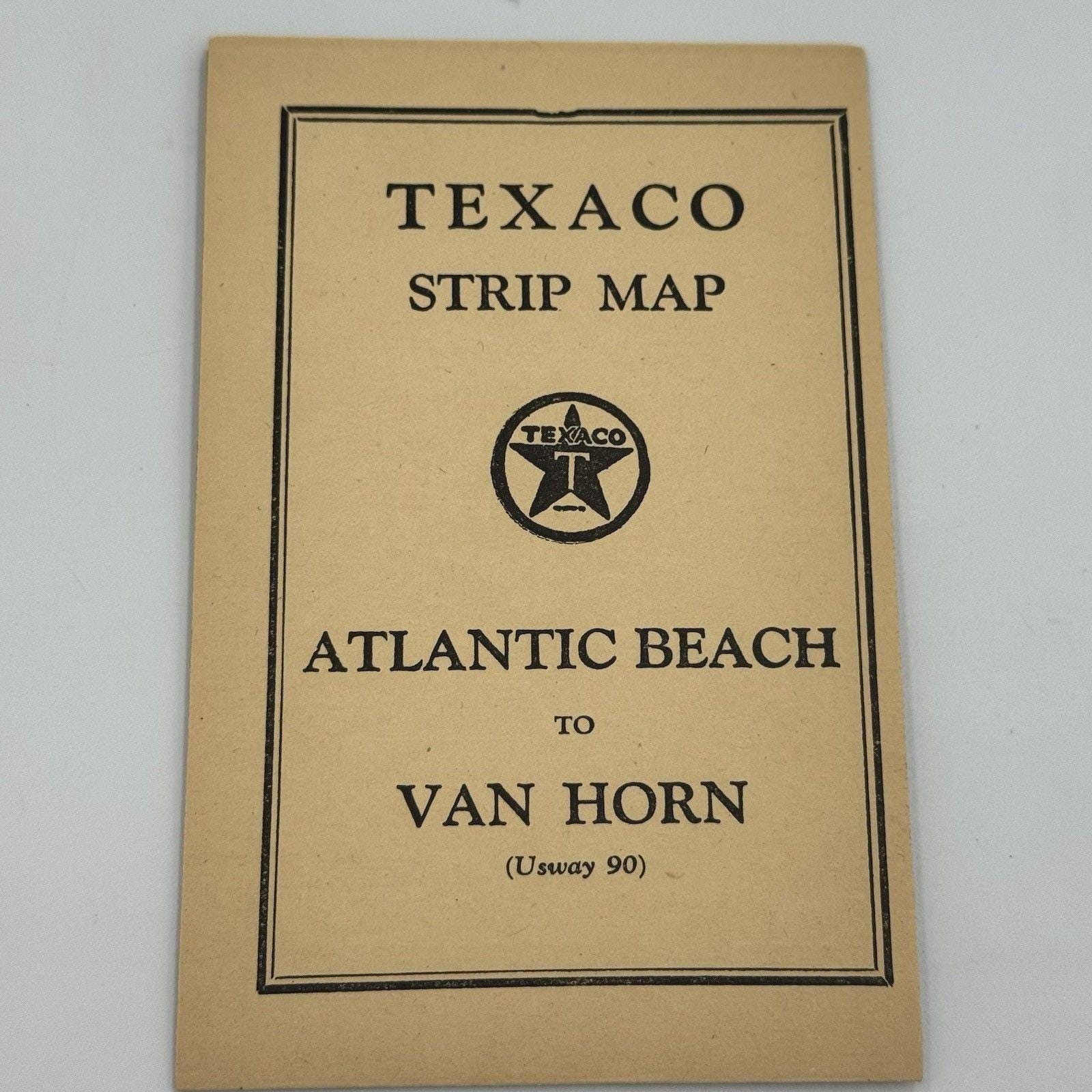 1930 Texaco Atlantic Beach Van Horn  Strip Map USWay 90