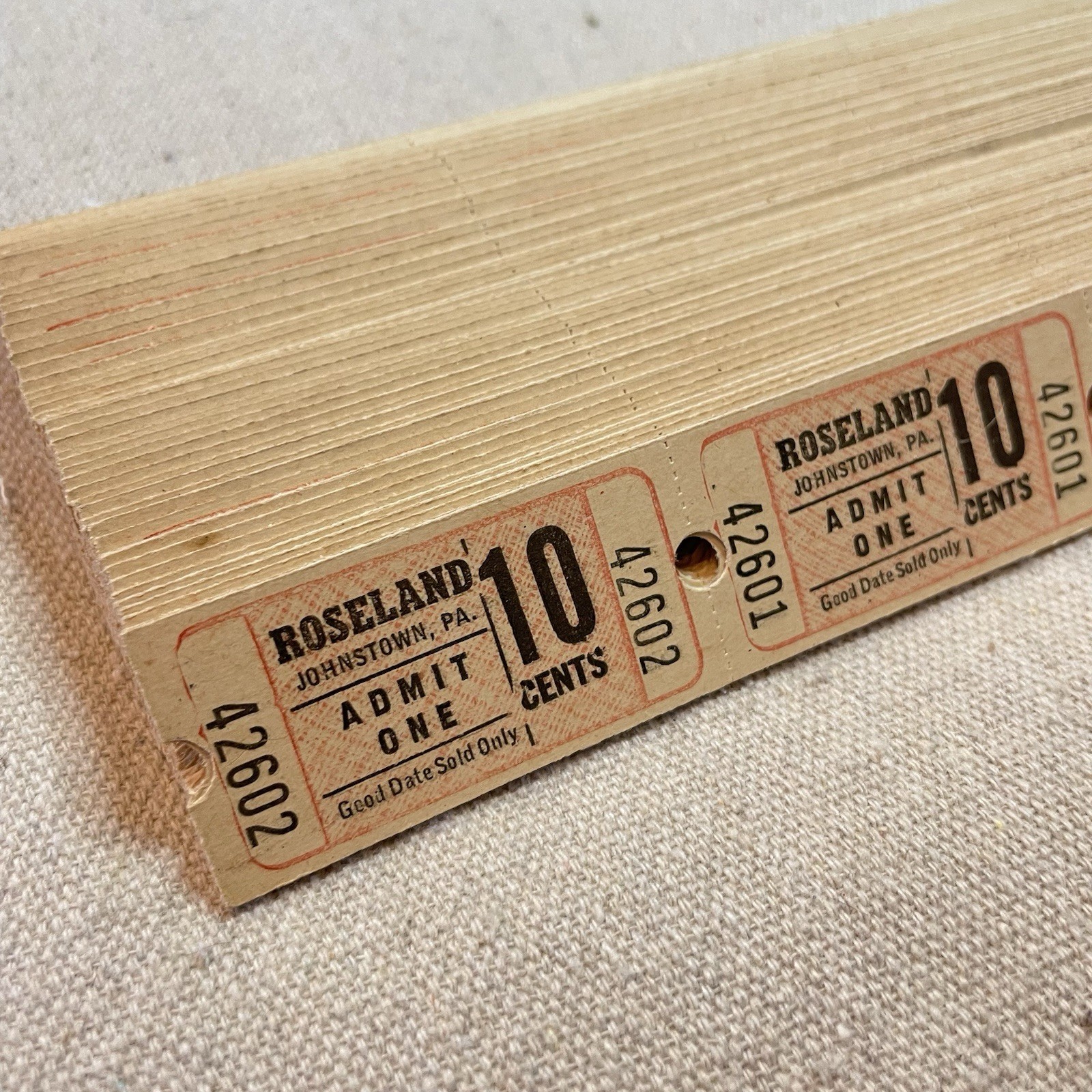 Vintage Roseland Skating Rink Amusement Johnstown PA Tickets Lot Ephemera Beige