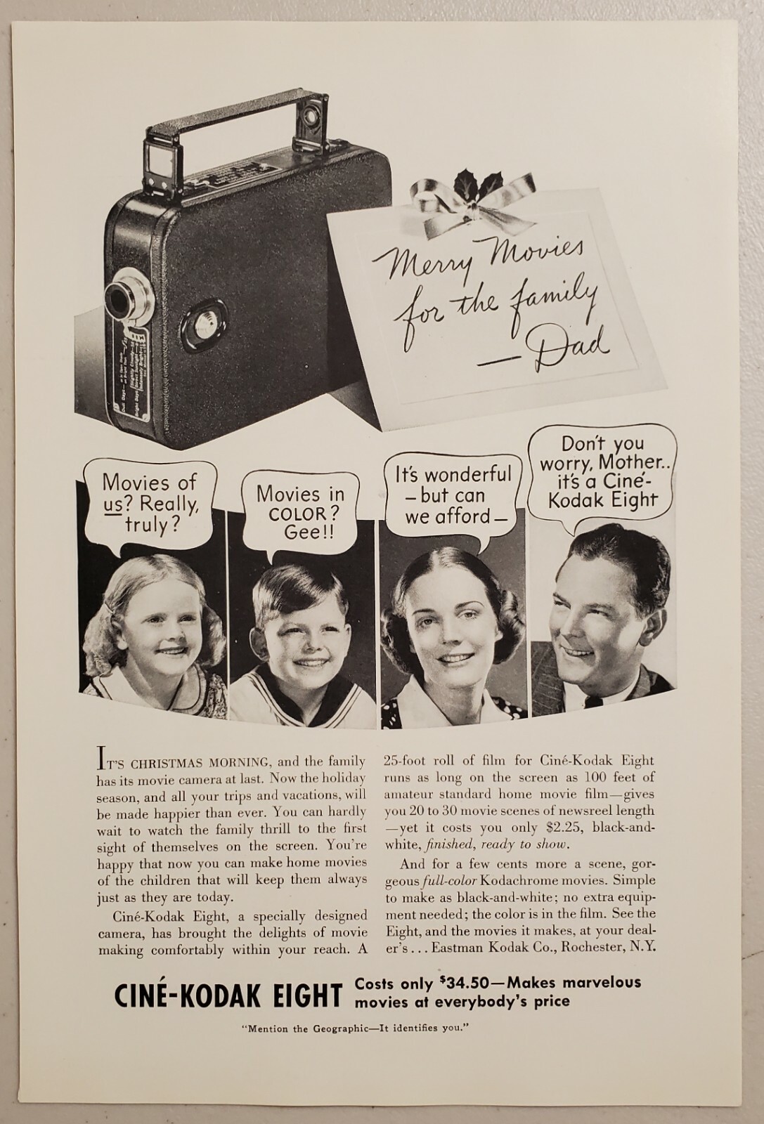 1937 Print Ad Cine-Kodak Eight Movie Cameras For the Family 1937 Print Ad Cine-Kodak Eight Movie Cameras For the Family