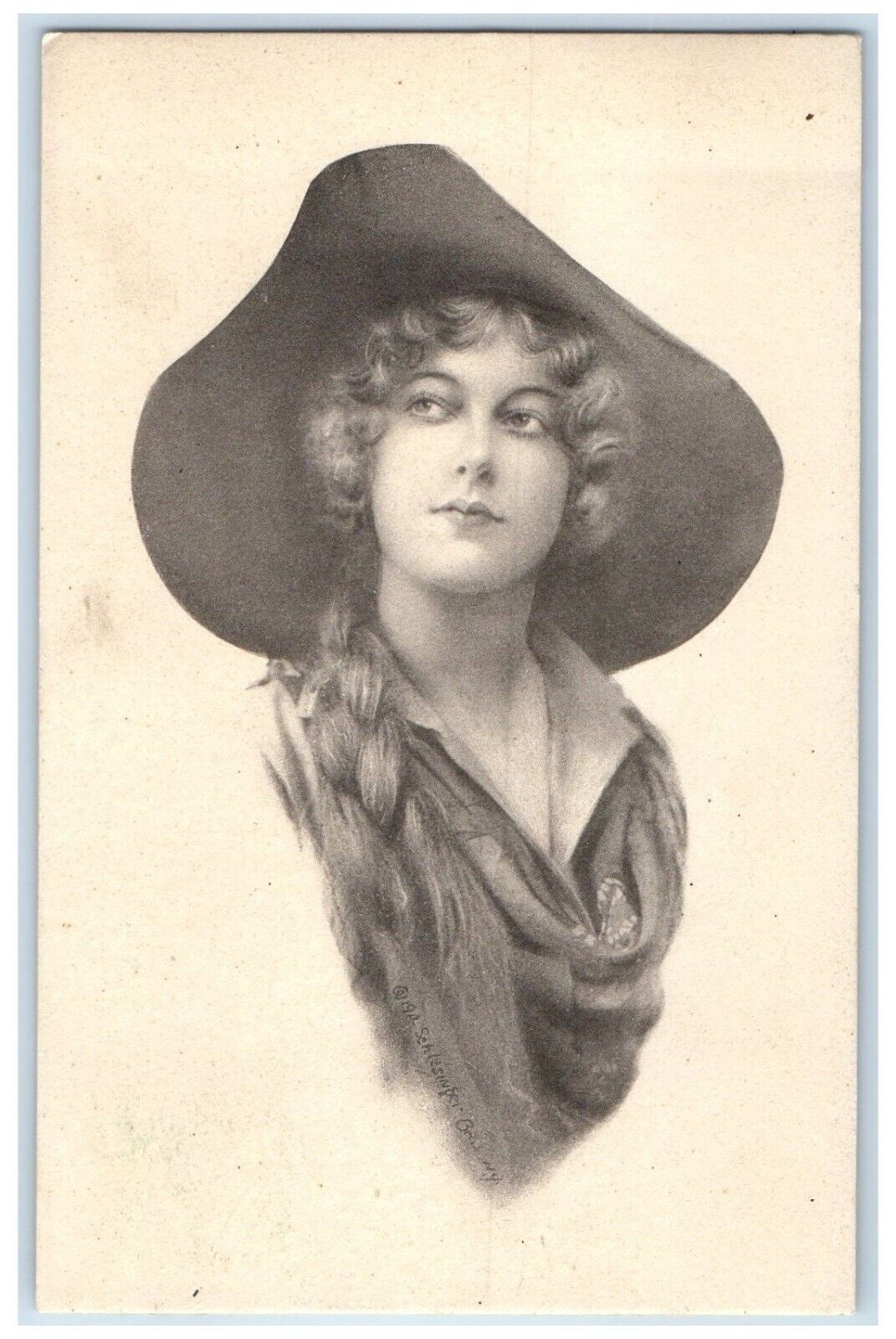 1912 Pretty Woman Cowgirl Big Hat Saint Claire Minnesota MN Antique Postcard
