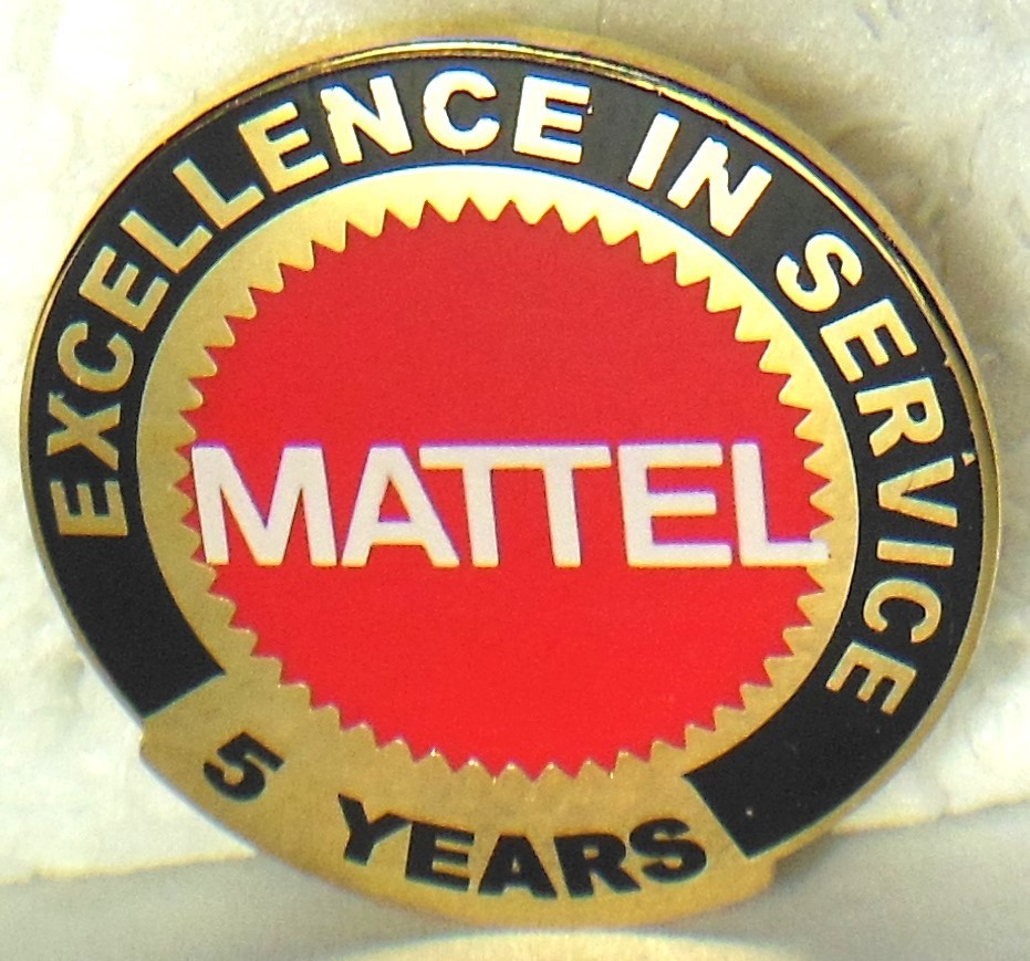 5 Year employee service award tie/lapel pin advertising MATTEL TOY Co.