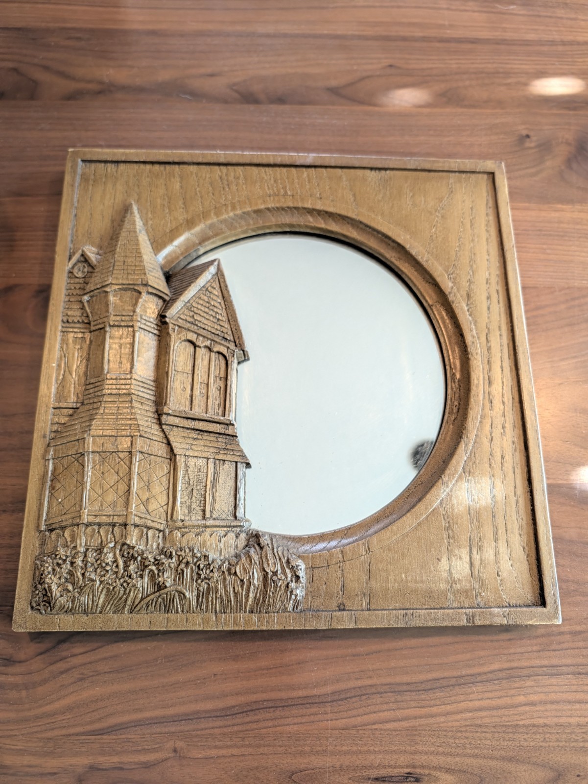 Vintage 1970s Victorian House Wall Mirror Faux Wood Carved Look Resin Frame 12.5 Vintage 1970s Victorian House Wall Mirror Faux Wood Carved Look Resin Frame 12.5