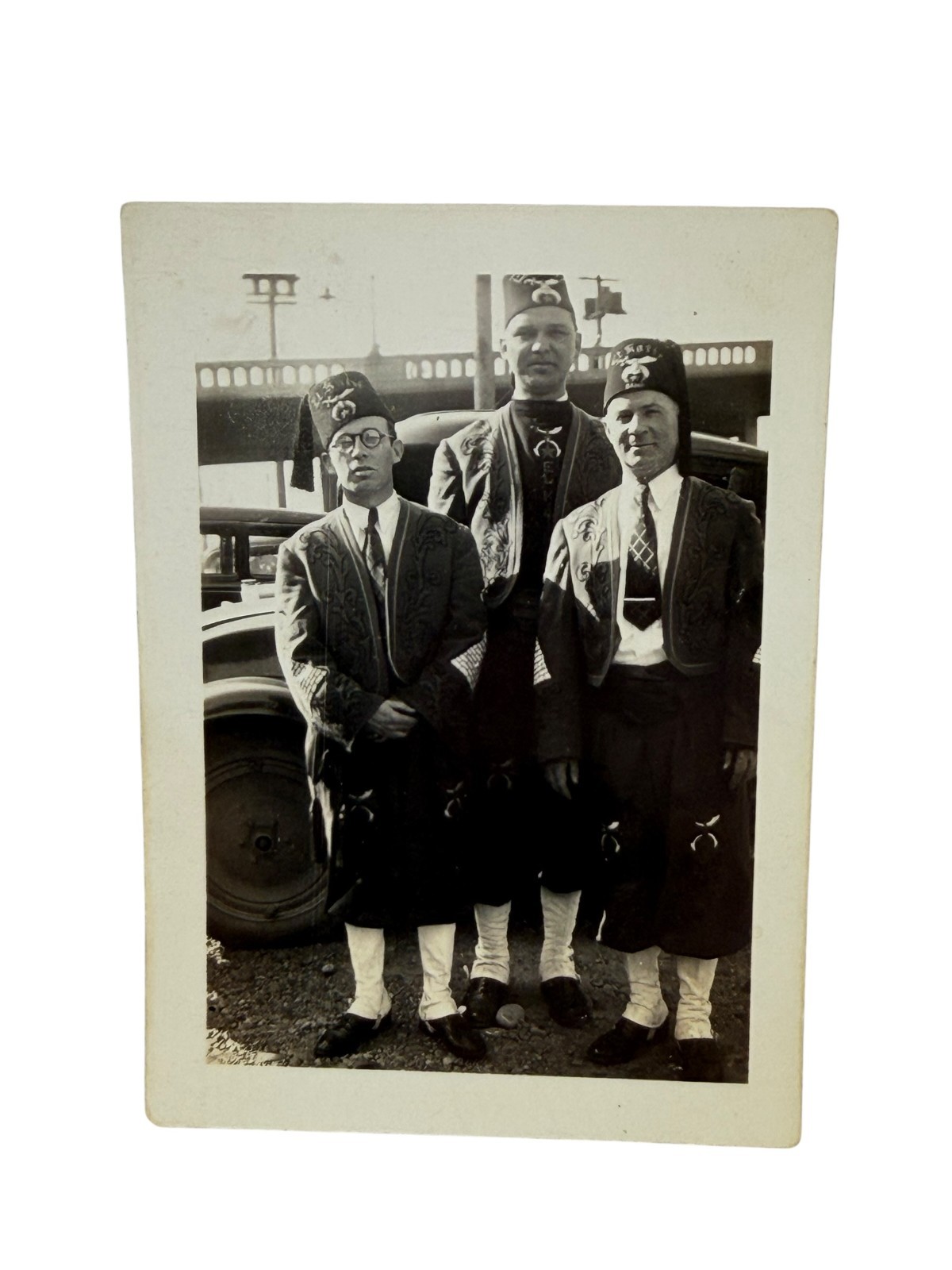 Small Vintage Photo 3 Men Shriners Snapshot Small Vintage Photo 3 Men Shriners Snapshot