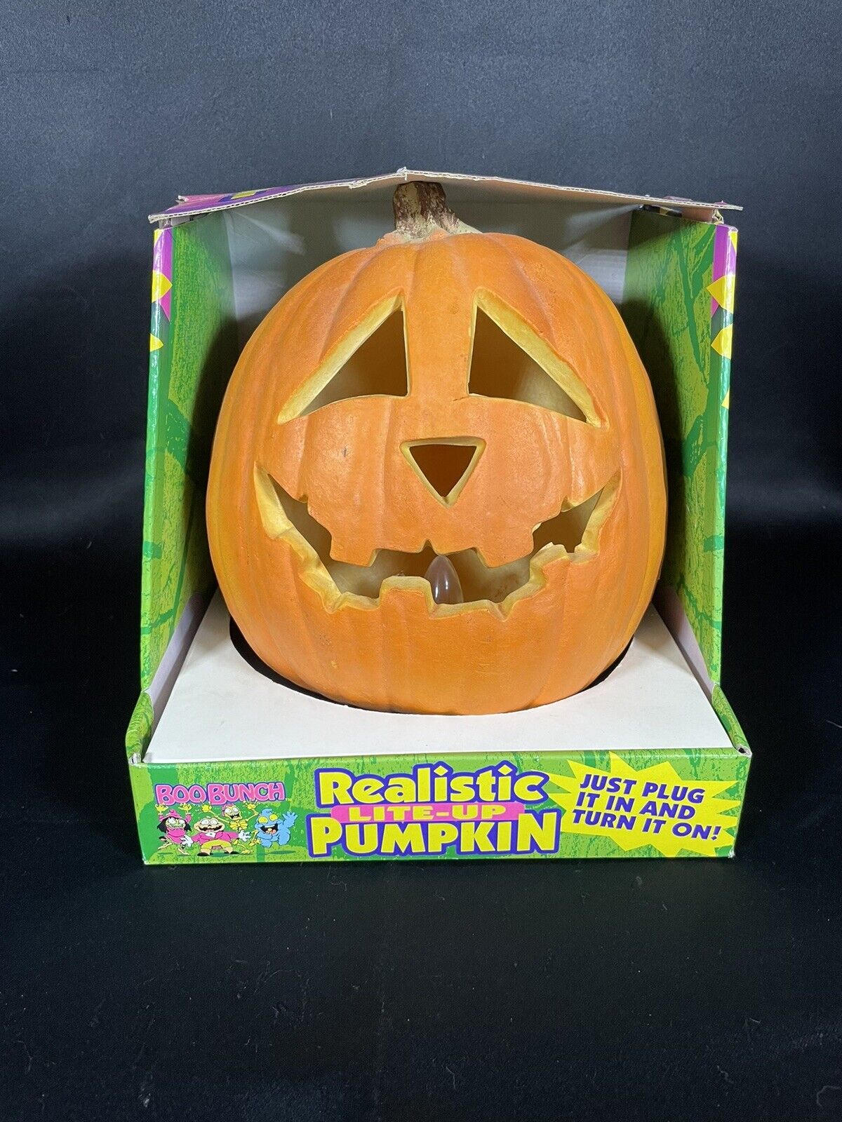 Vintage 1994 Realistic Lite-Up Pumpkin Plug In/Works Trendmasters Boo Bunch