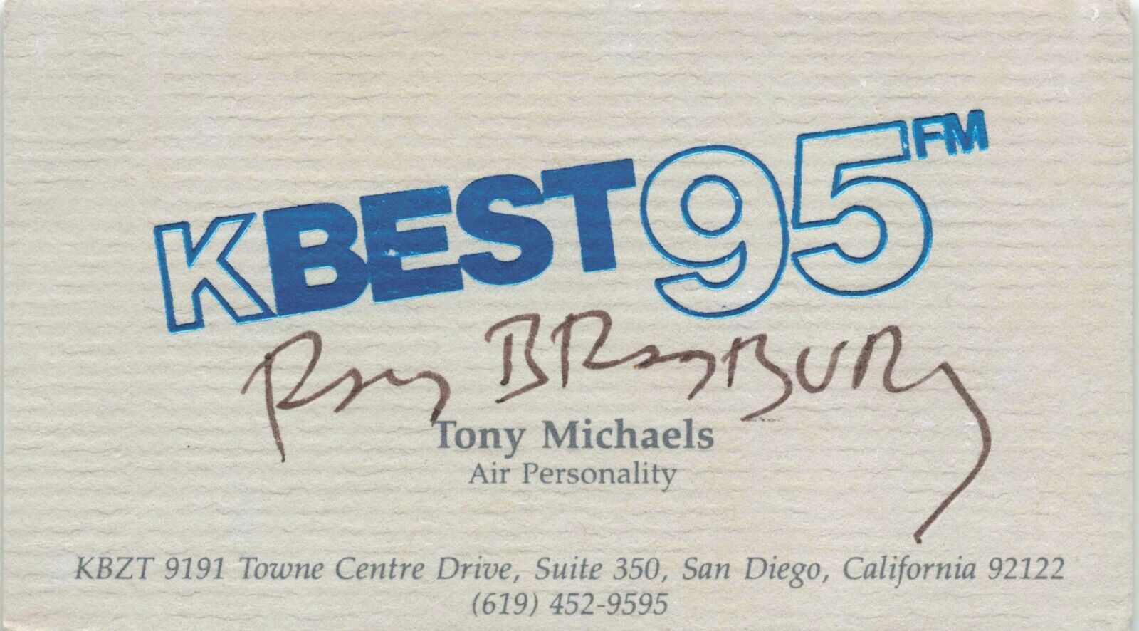 Ray Bradbury Signed Autographed 2x3.5 Business Card