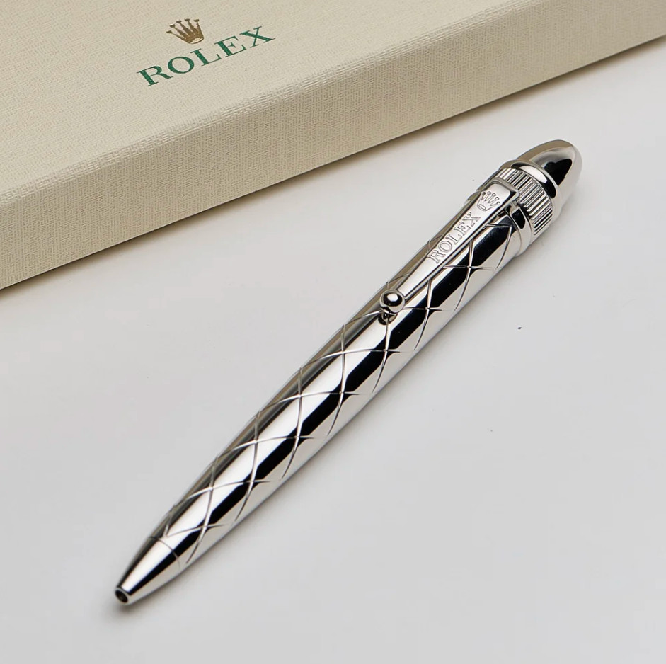 Rolex Silver Diamond Style Palladium Finish Ballpoint Pen – New in Box Rolex Silver Diamond Style Palladium Finish Ballpoint Pen – New in Box