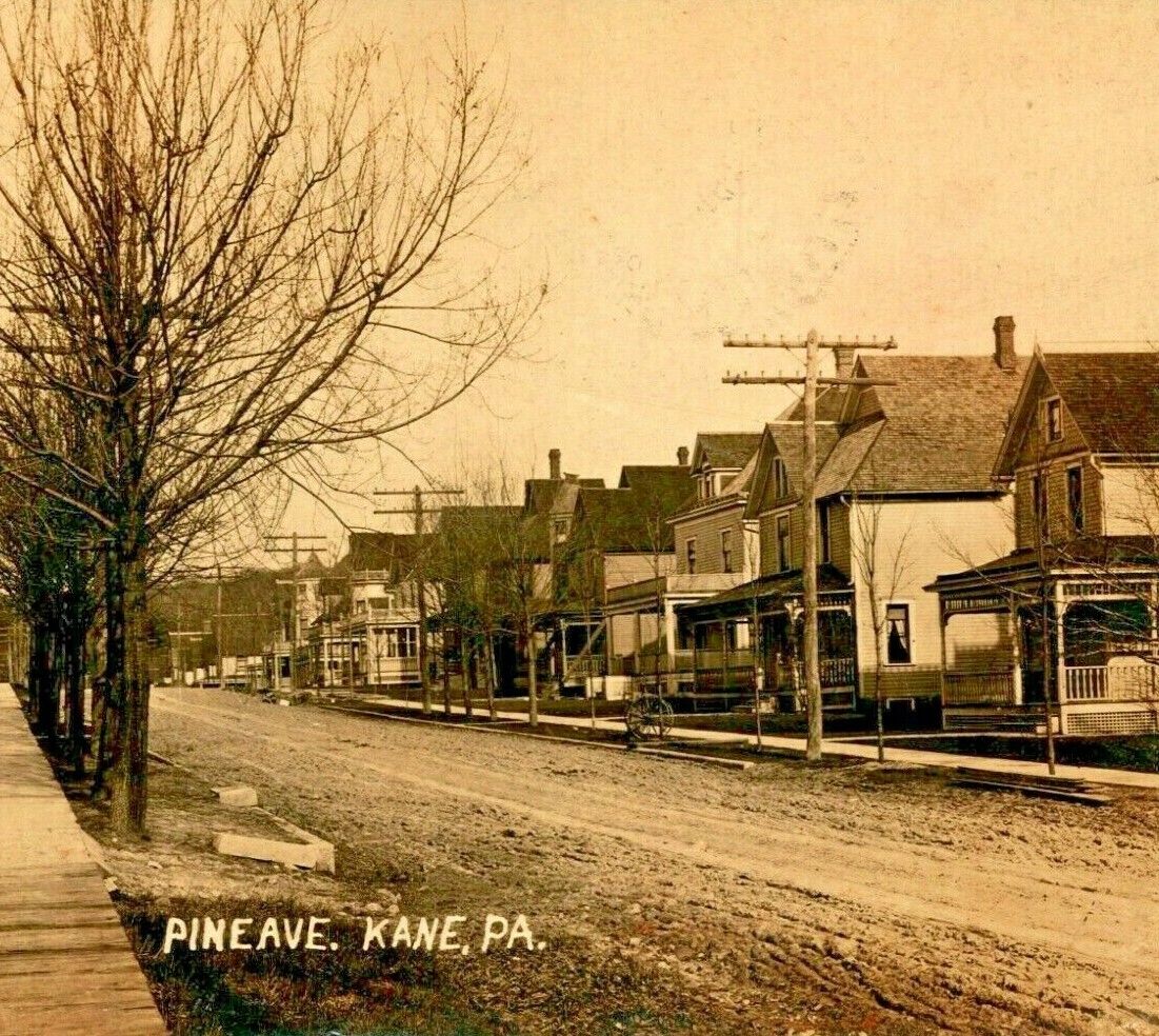 Fred Benson RPPC Dirt Street View Pine Avenue Kane Pennsylvania PA 1907 Postcard