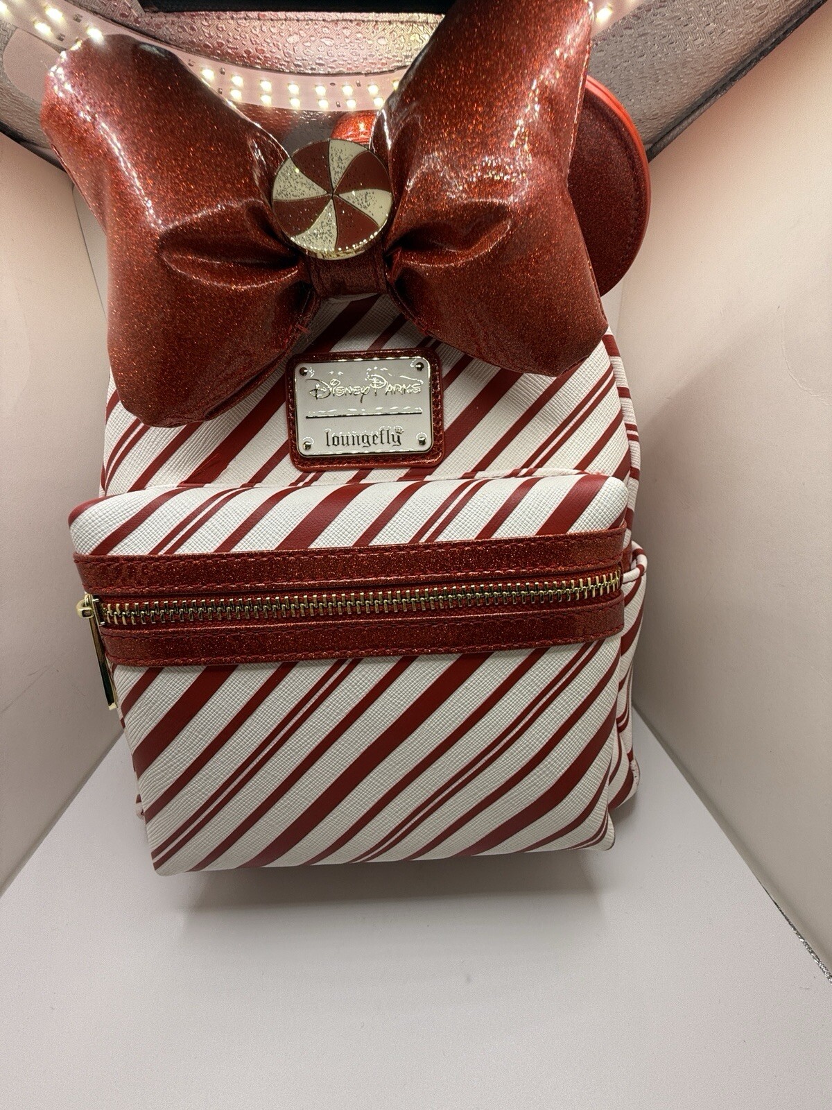 Disney Parks Loungefly Candy Cane Peppermint Christmas Mini Backpack Gift Disney Parks Loungefly Candy Cane Peppermint Christmas Mini Backpack Gift
