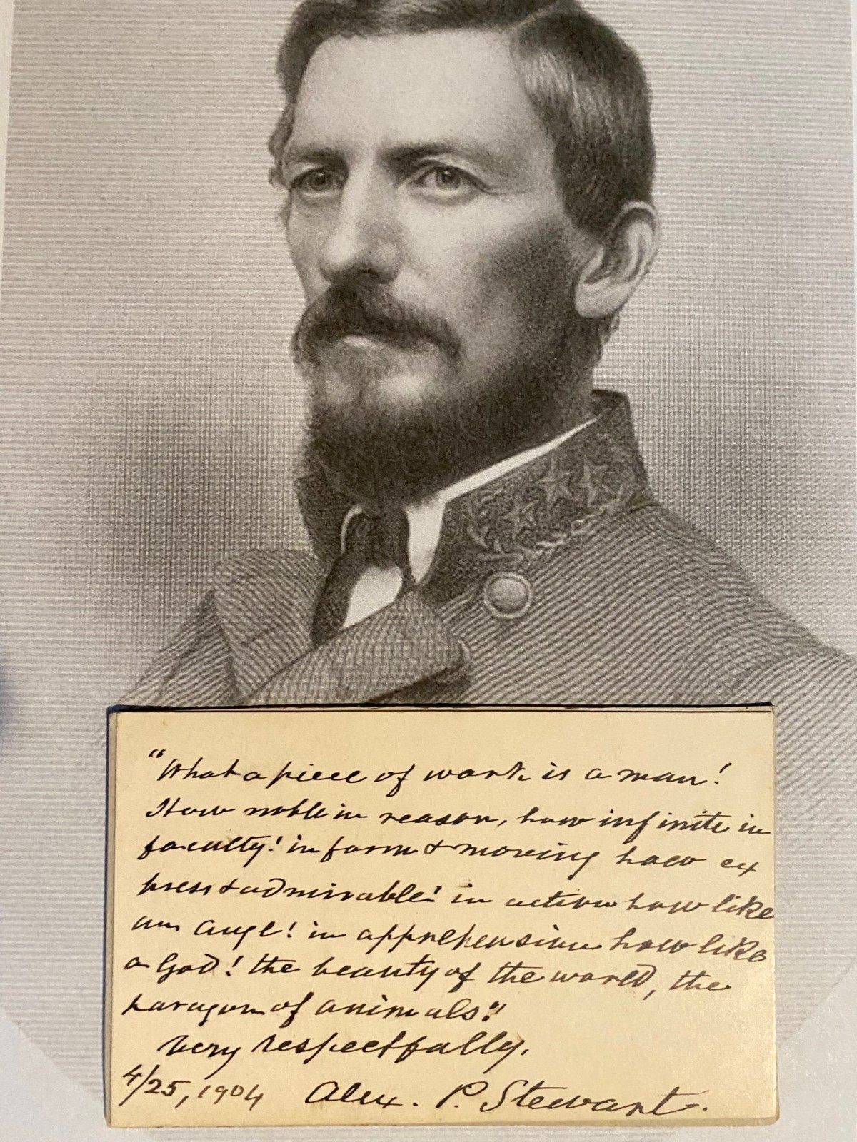 RARE Confederate Lt. General Alexander Stewart Signed Card/ Civil War