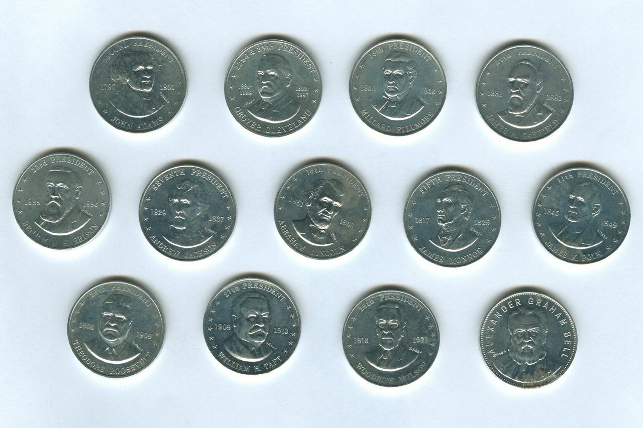 Vintage 1968 SHELL OIL Company Mr President Coins Lincoln Roosevelt Jackson