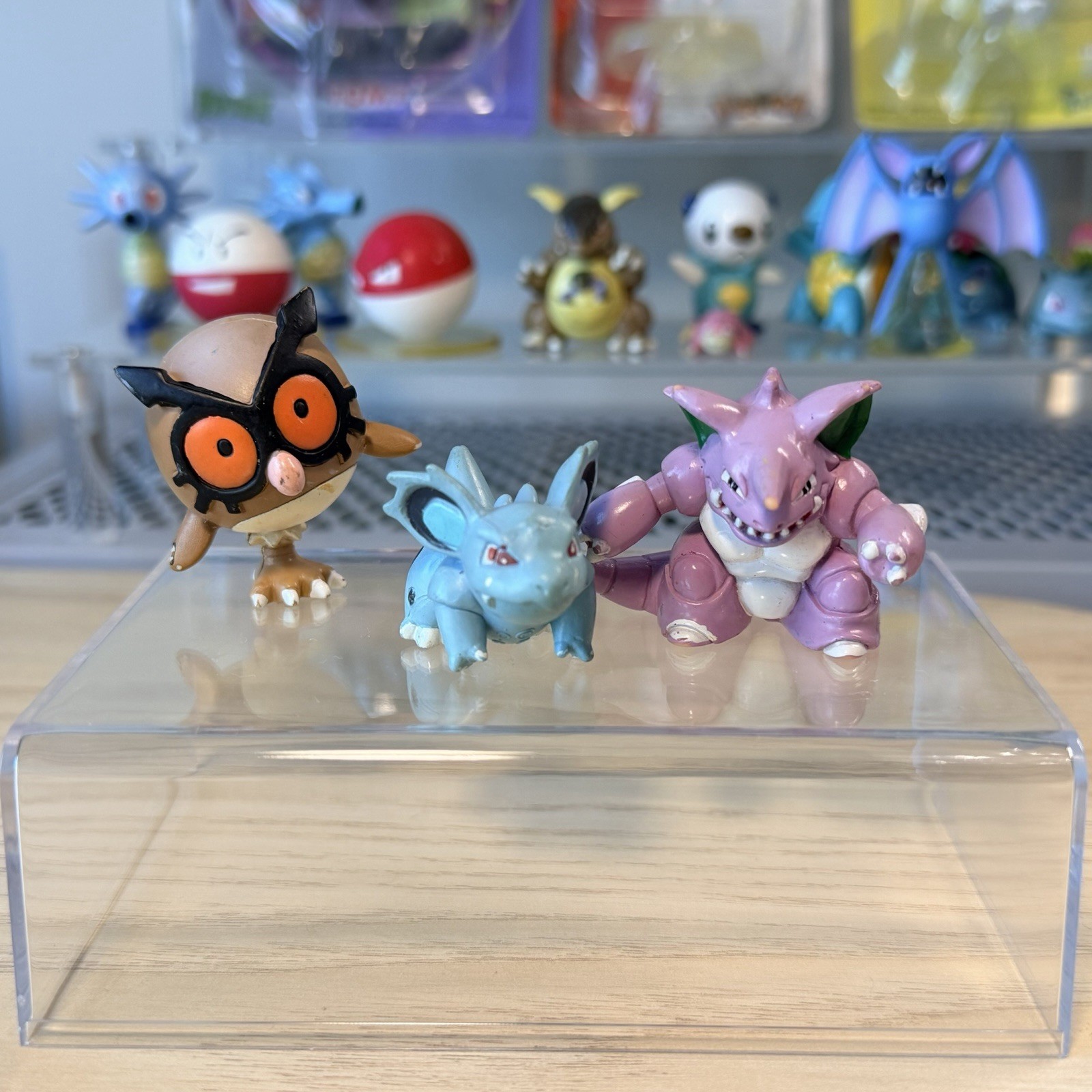 TOMY Pokemon Figures Nidoking Nidorina  Hoothoot CGTSJ Nintendo Auldey Set