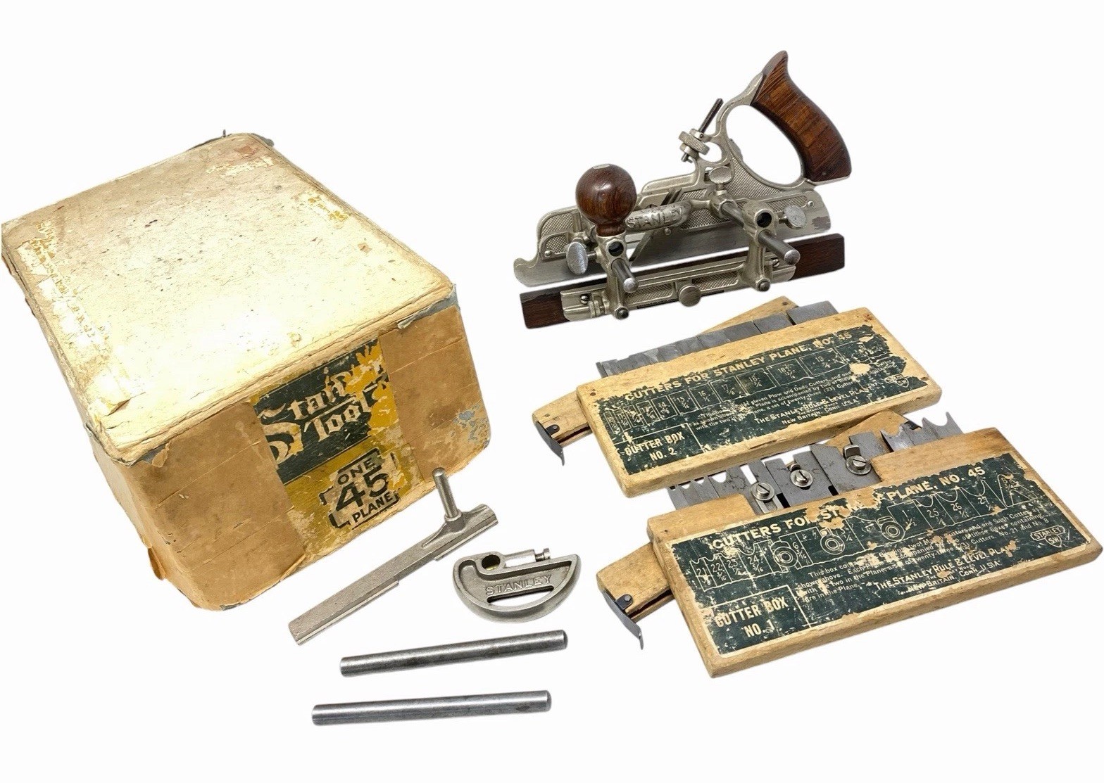 Vintage Stanley Sweetheart No. 45 Combination Plane W/ Orig. Box & All Cutters Vintage Stanley Sweetheart No. 45 Combination Plane W/ Orig. Box & All Cutters