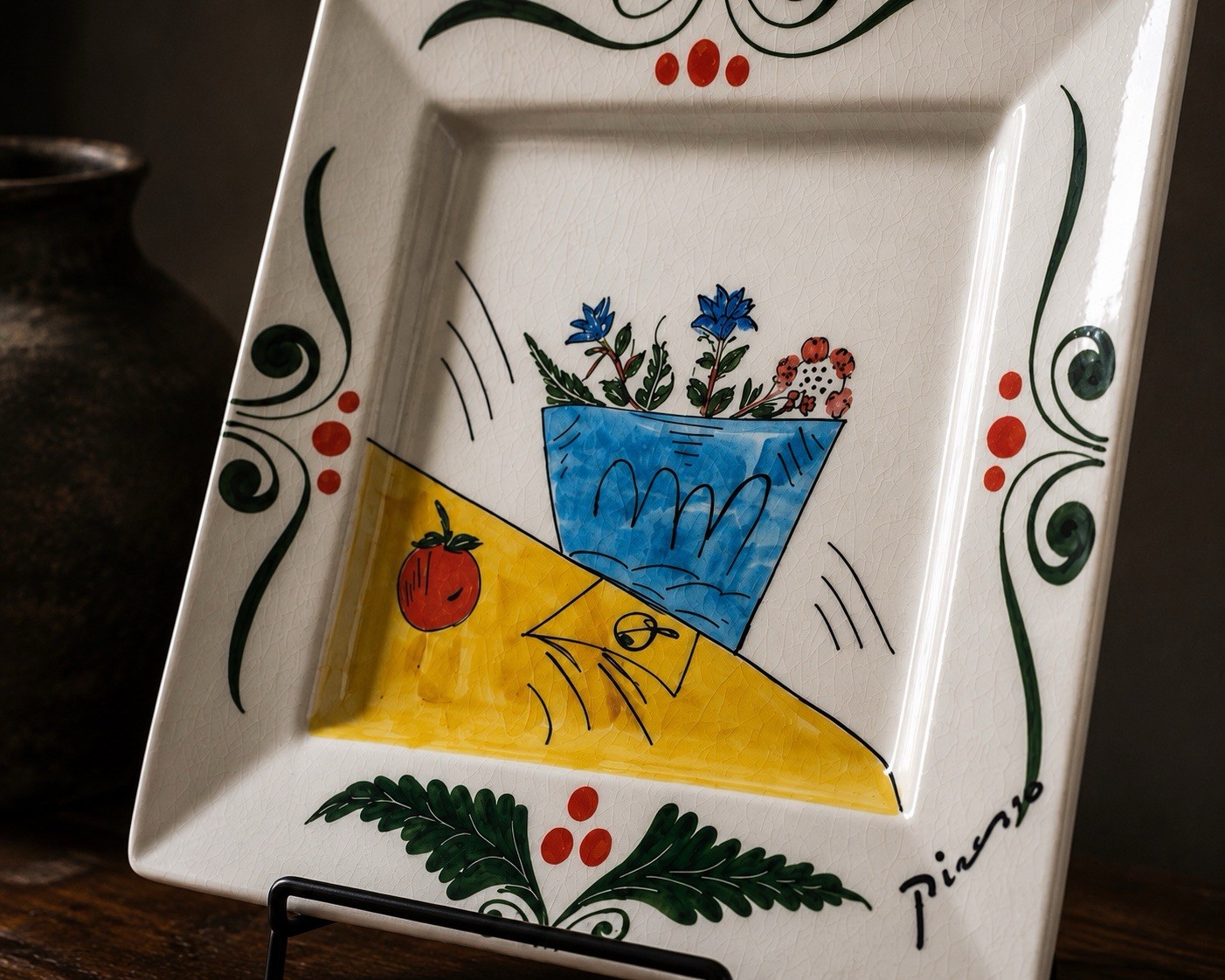 Picasso by Padilla Mexico Vintage 1995 Ceramic Plate 13” Square Still Life Art Picasso by Padilla Mexico Vintage 1995 Ceramic Plate 13” Square Still Life Art