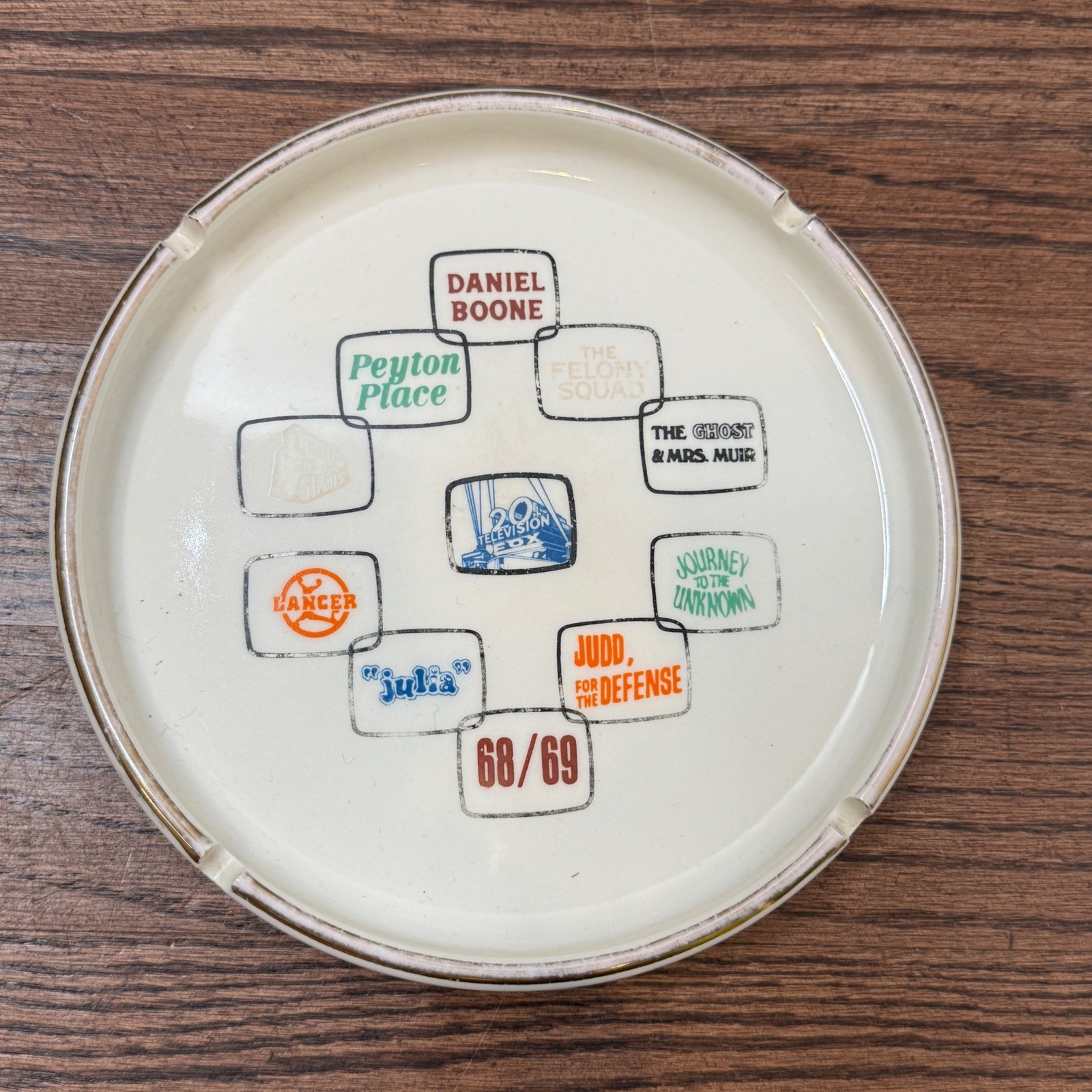 Vintage 1968-69 FOX TV Shows Promotional Ashtray Daniel Boone Peyton Place