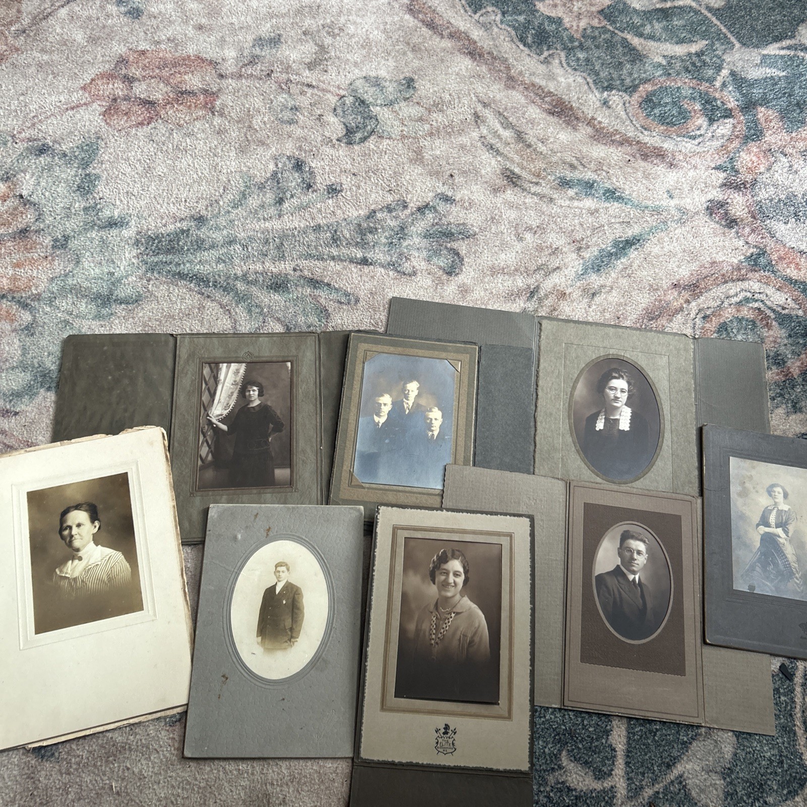 Lot of 8 Vintage Antique Portraits with Covers 1900s Early 1900s Black White Lot of 8 Vintage Antique Portraits with Covers 1900s Early 1900s Black White