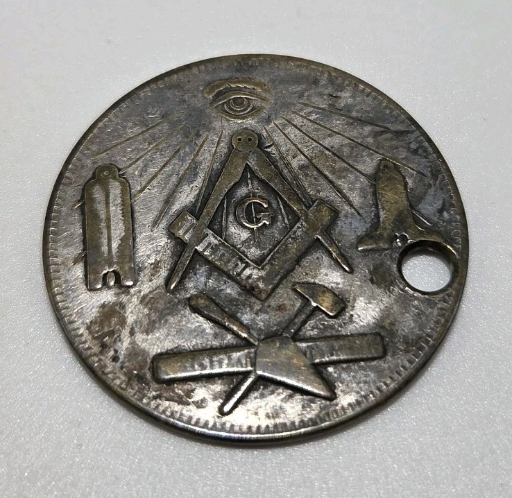 VTG 1972 Masonic Token With Hole For Chain Anniversary Medallion Lake Lodge #189