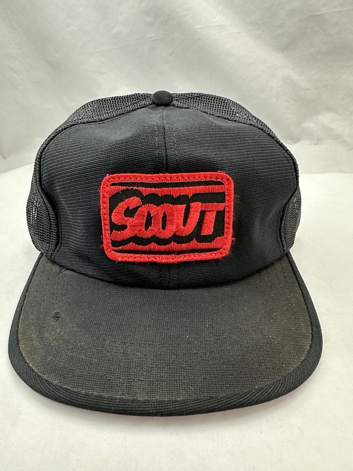 Vintage IH International Harvester Scout Trucker SnapBack Hat - Black Red Scout