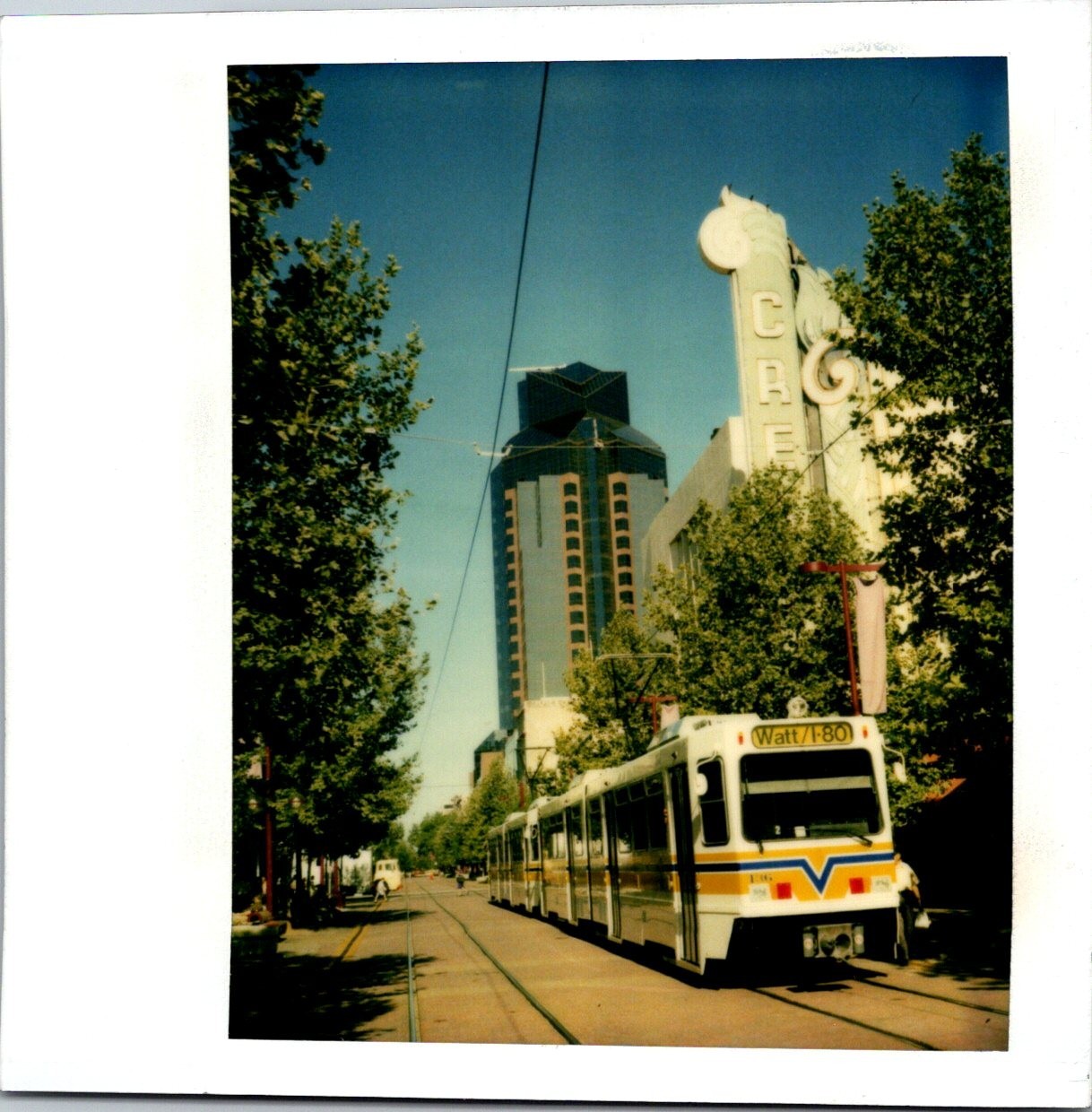 Light Rail Cars downtown K St. Saxramento CA 8/29/91 Found Photo V1045
