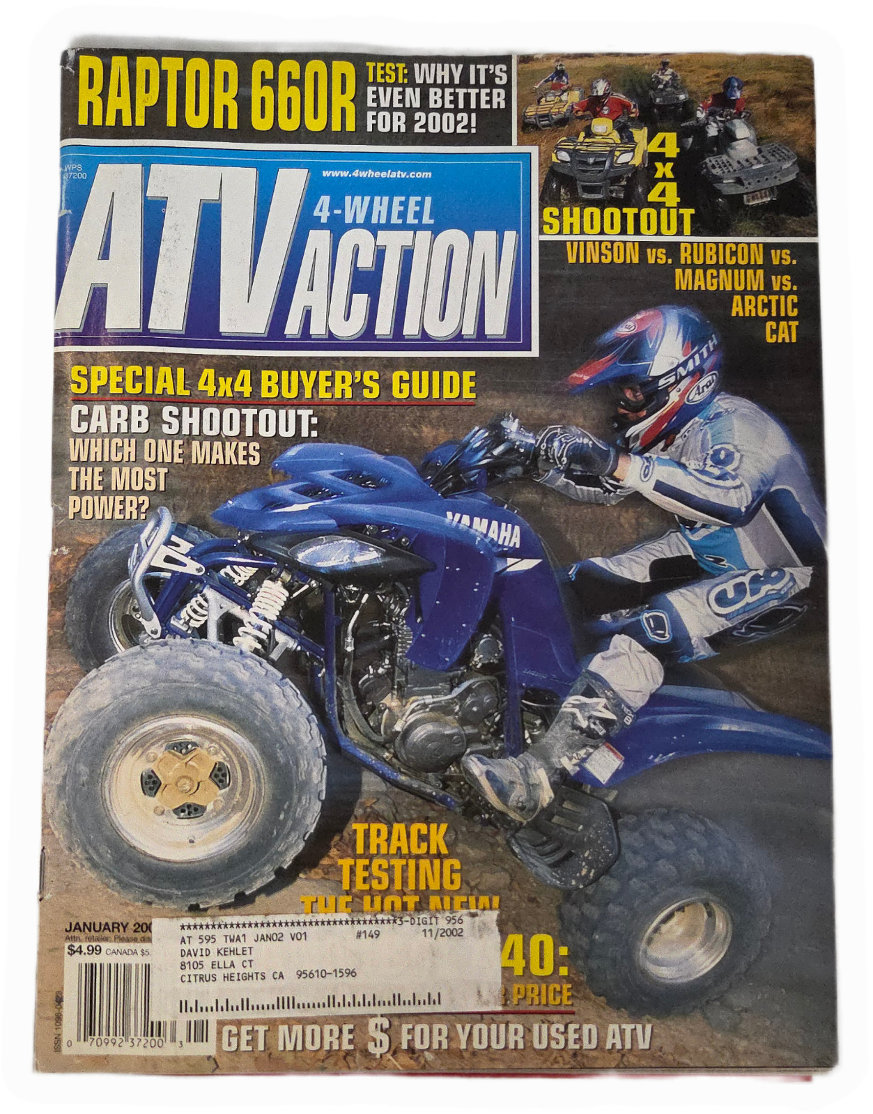 Vintage Jan 2002 4-Wheel Action ATV Magazine Raptor 660R 4x4 Buyers Guide Vintage Jan 2002 4-Wheel Action ATV Magazine Raptor 660R 4x4 Buyers Guide