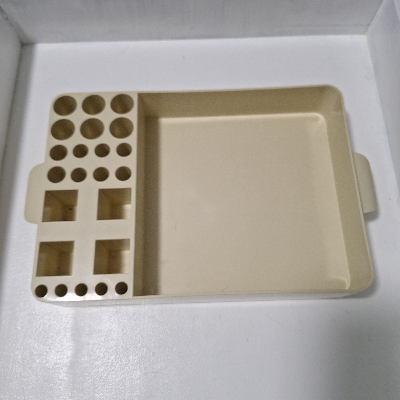 Vintage 1970s Space Age Beige Acrylic Makeup Organizer Tray Barone? Italy
