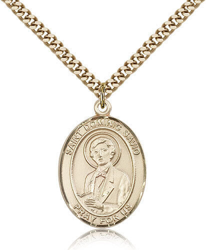 Saint Dominic Savio Medal For Men - Gold Filled Necklace On 24 Chain - 30 Da...