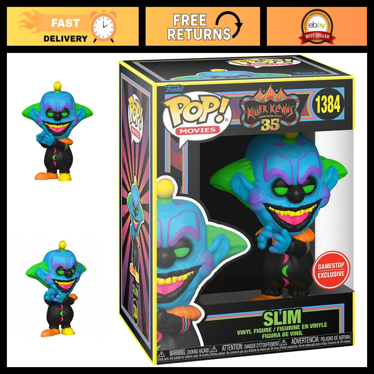 Slim Blacklight Vinyl Figure - Killer Klowns from Outer Space 35th Anniversary C