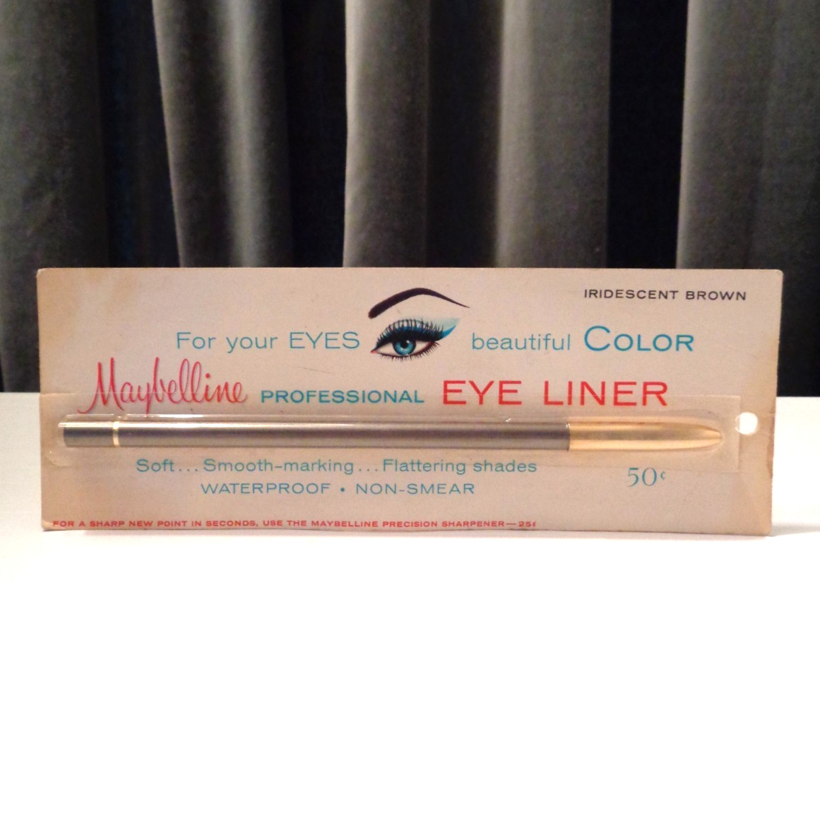 VINTAGE NOS 1970\'s MAYBELLINE WATERPROOF EYE LINER PENCIL IN IRIDESCENT BROWN