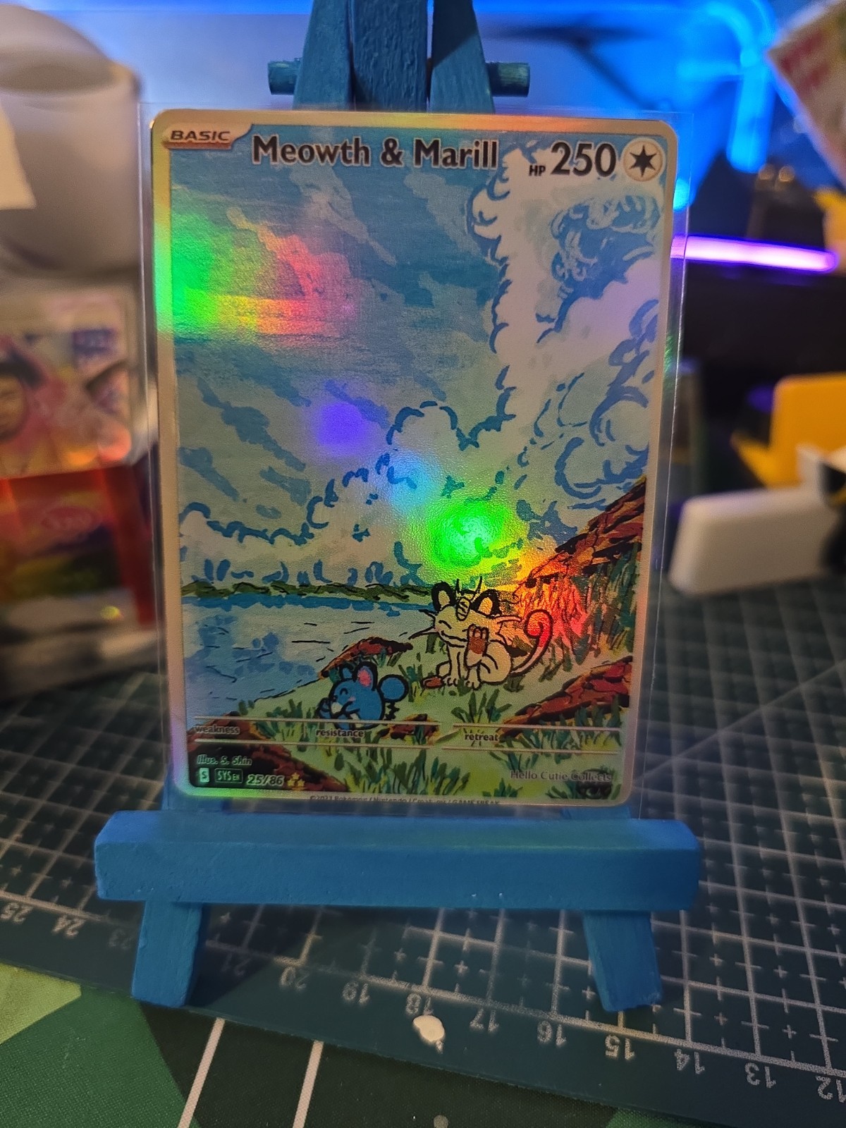 Custom Fanart Pokémon Meowth & Marill Holo 25/86 Custom Fanart Pokémon Meowth & Marill Holo 25/86
