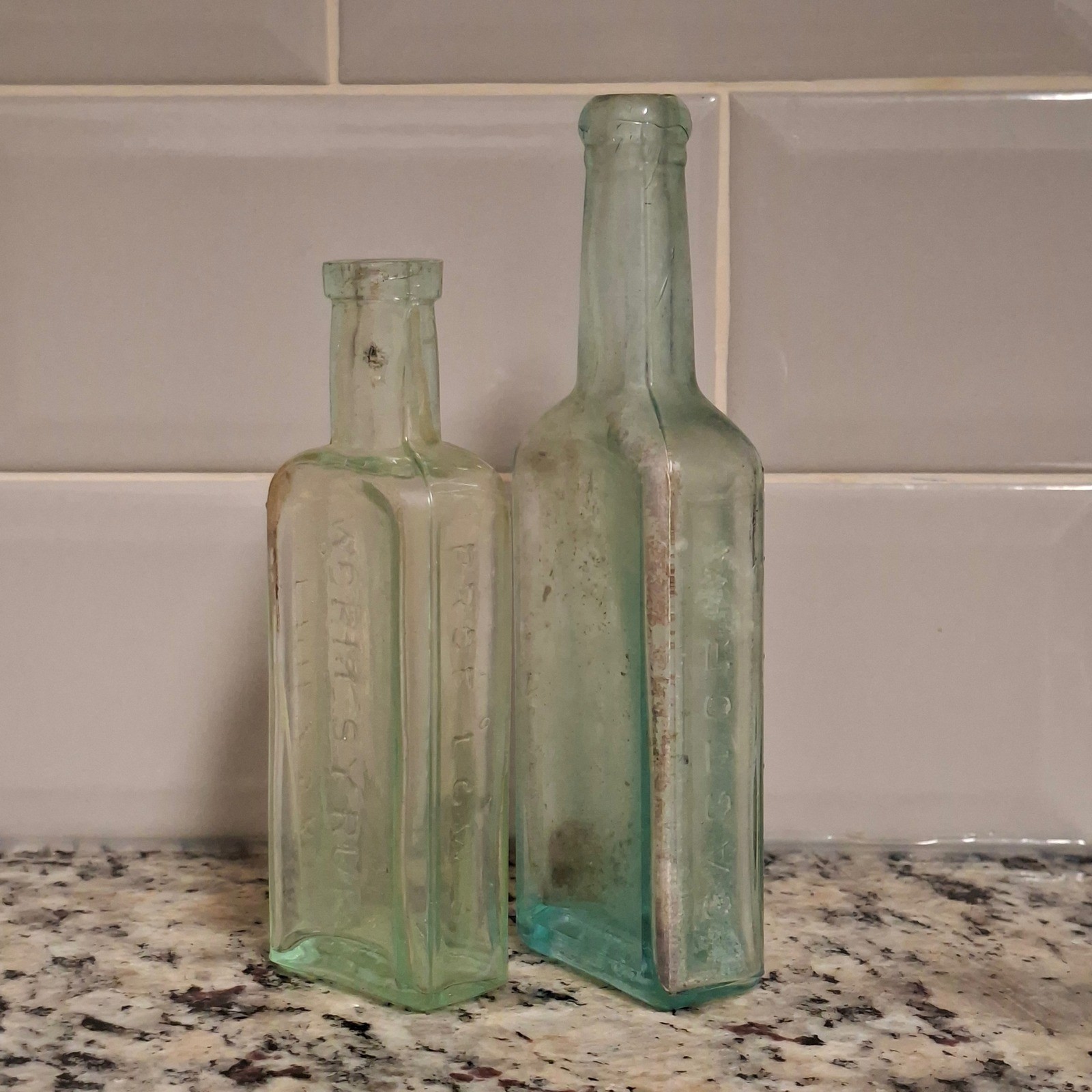 Antique Medicine Bottle Lot Dug Embossed Prof Lows Worm Syrup Castoria 1885-1910 Antique Medicine Bottle Lot Dug Embossed Prof Lows Worm Syrup Castoria 1885-1910
