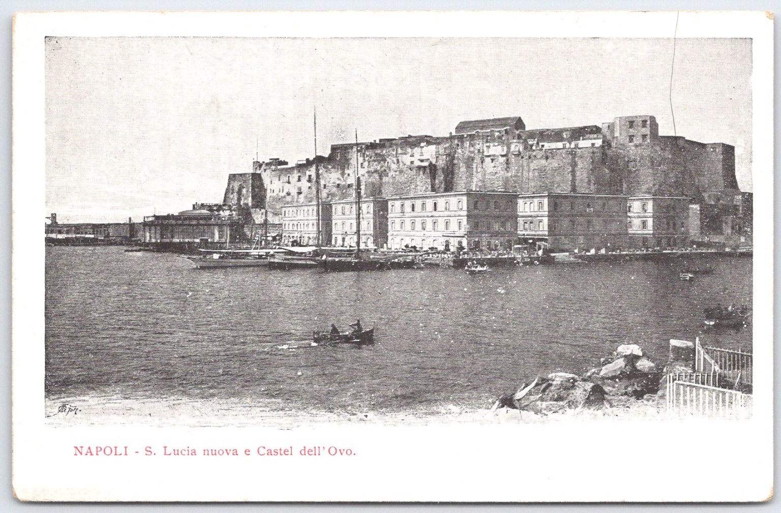 Vintage Napoli S. Lucia & Castel dell\'Ovo Postcard - Italy Waterfront Photo Vintage Napoli S. Lucia & Castel dell\'Ovo Postcard - Italy Waterfront Photo